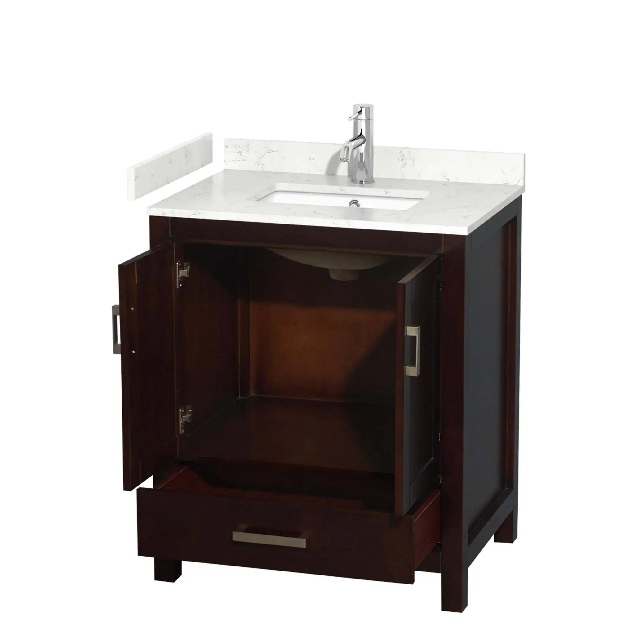 30" Sheffield Single Bathroom Vanity in Espresso with Brushed Chrome Trim by Wyndham