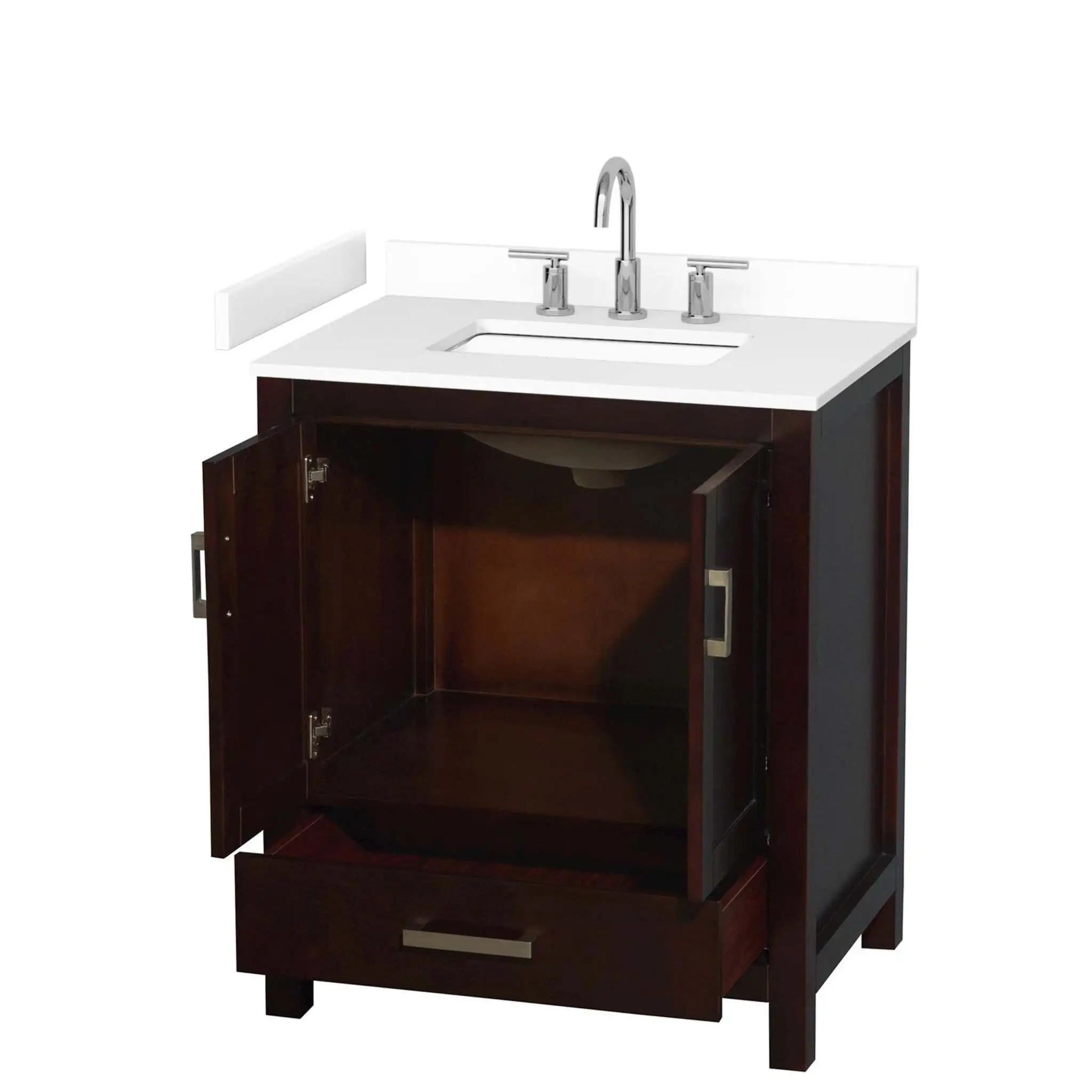 30" Sheffield Single Bathroom Vanity in Espresso with Brushed Chrome Trim by Wyndham