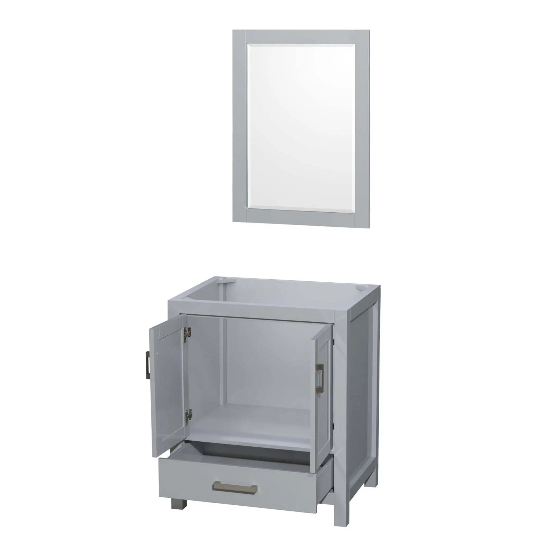 30" Sheffield Single Bathroom Vanity in Gray with Brushed Chrome Trim & 24" Mirror by Wyndham