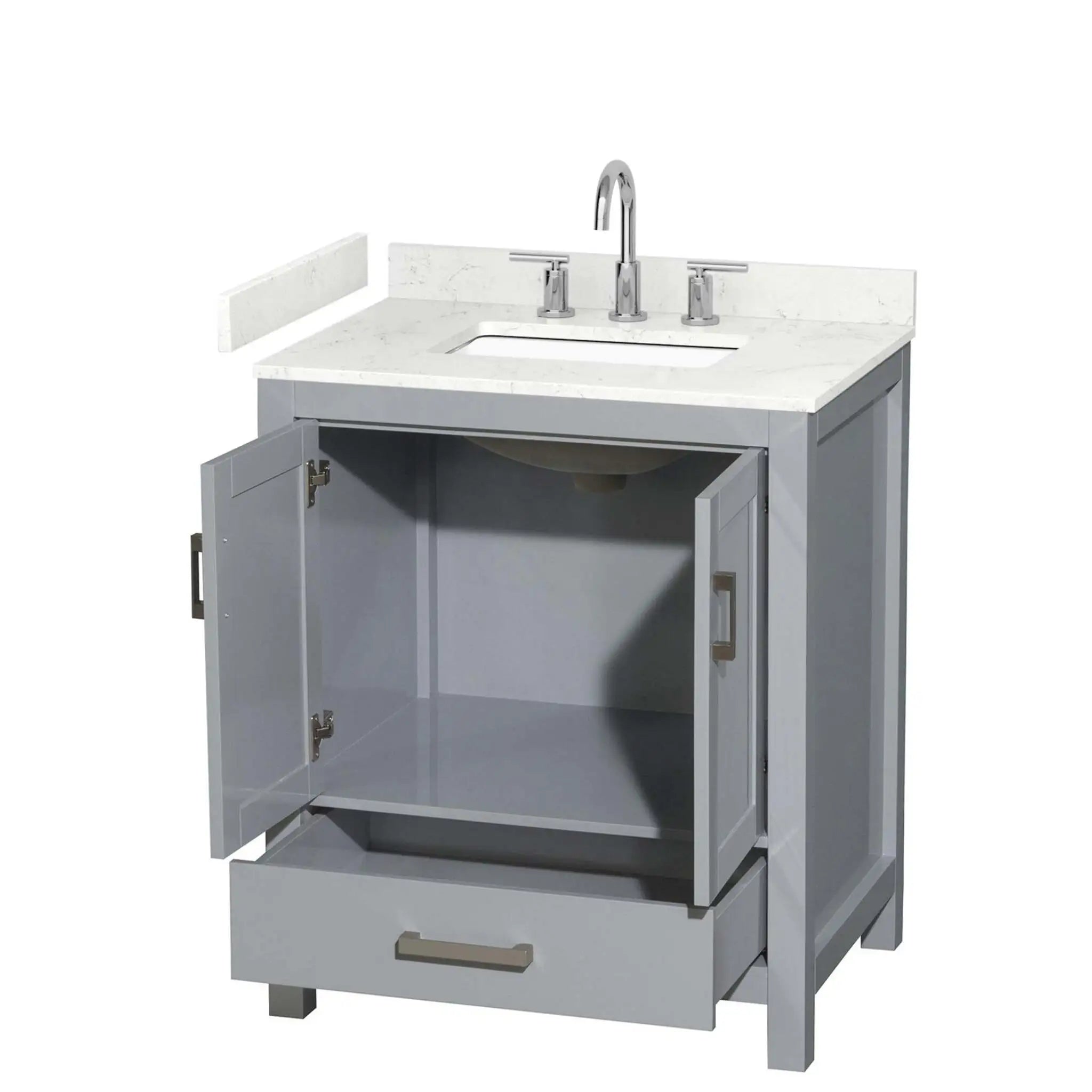 30" Sheffield Single Bathroom Vanity in Gray with Brushed Chrome Trim by Wyndham