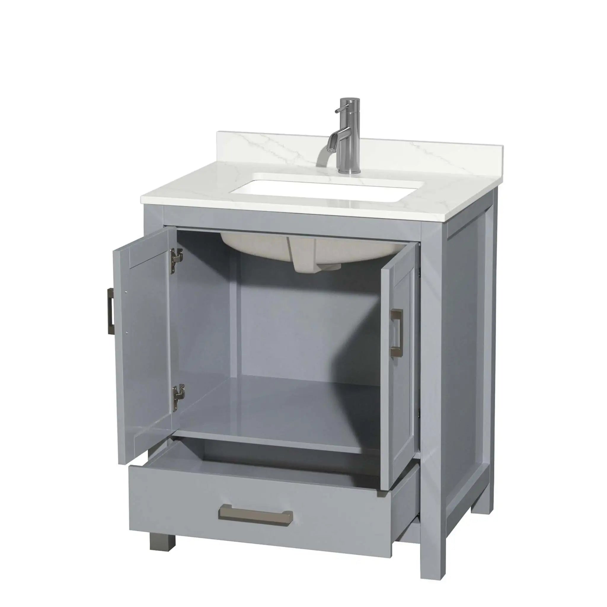 30" Sheffield Single Bathroom Vanity in Gray with Brushed Chrome Trim by Wyndham