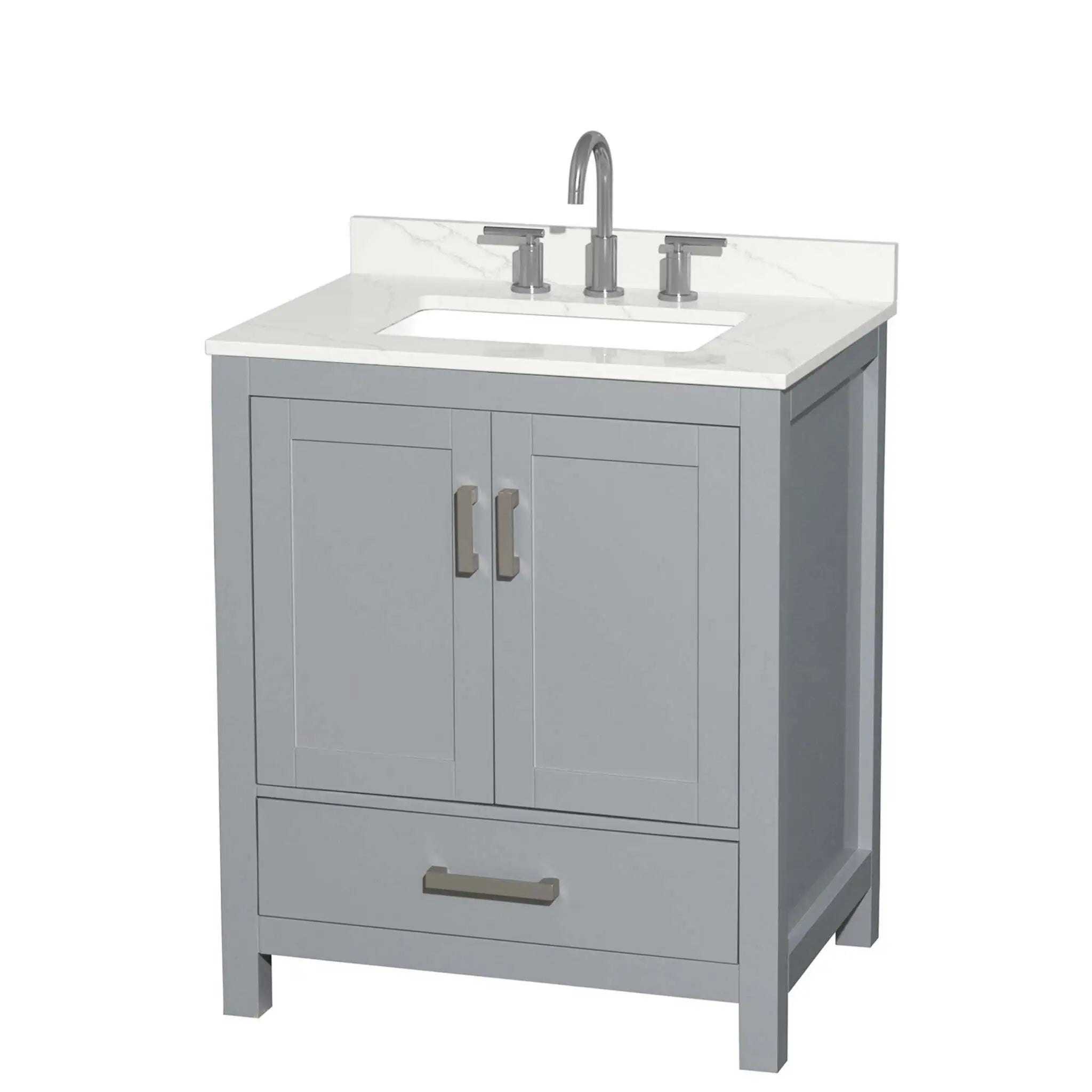 30" Sheffield Single Bathroom Vanity in Gray with Brushed Chrome Trim by Wyndham