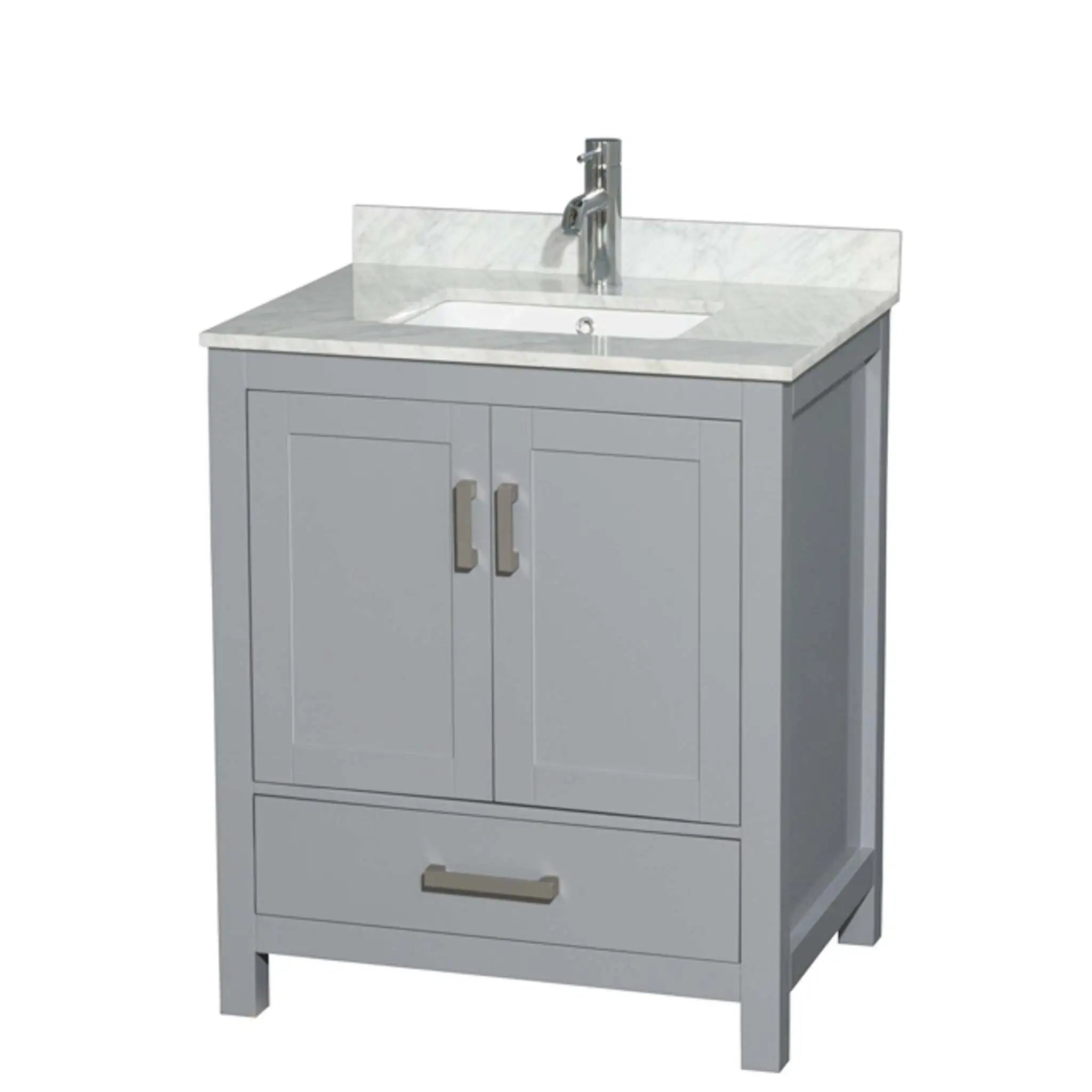 30" Sheffield Single Bathroom Vanity in Gray with Brushed Chrome Trim by Wyndham