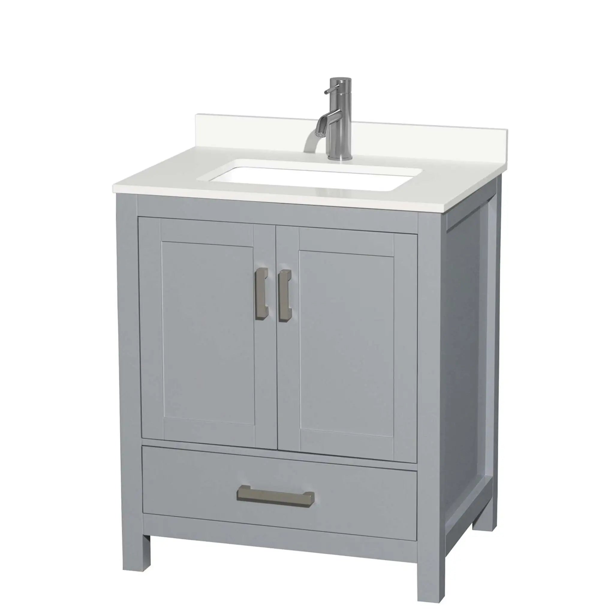 30" Sheffield Single Bathroom Vanity in Gray with Brushed Chrome Trim by Wyndham