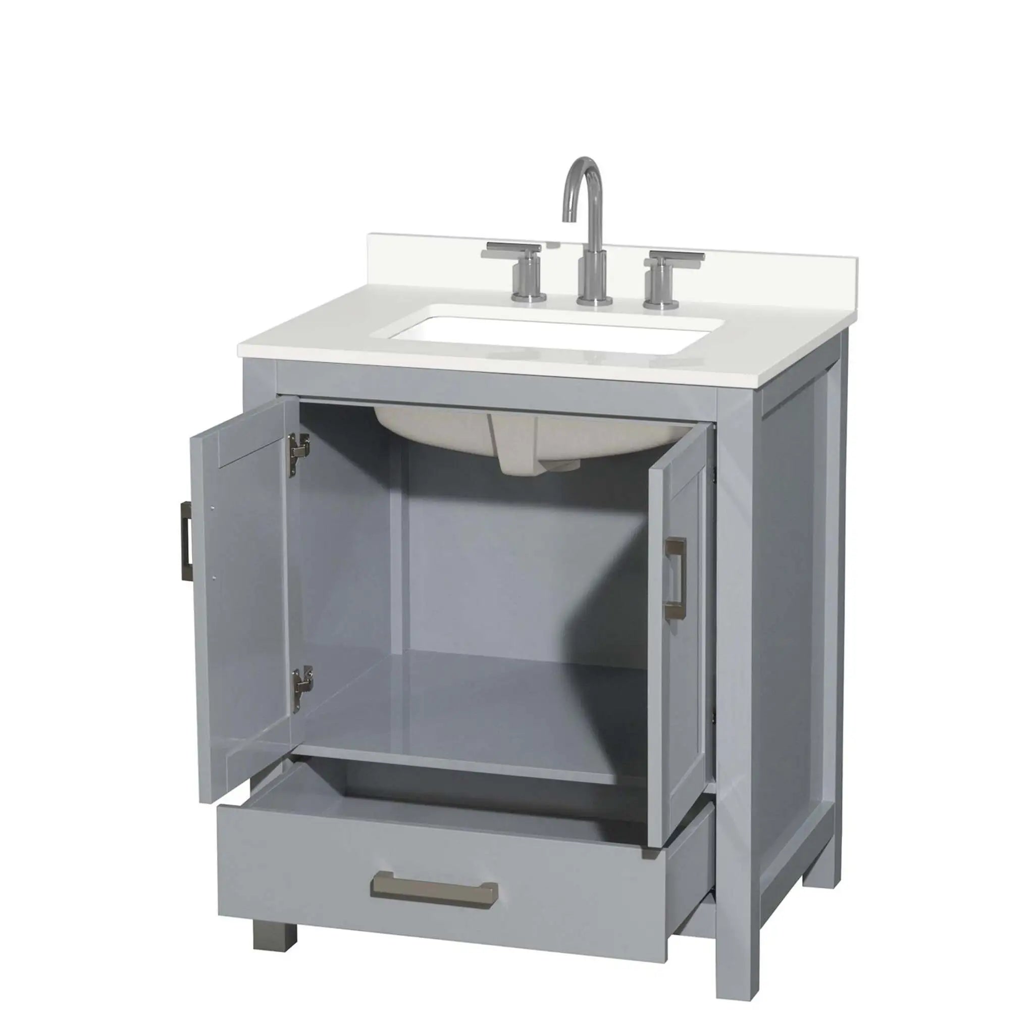 30" Sheffield Single Bathroom Vanity in Gray with Brushed Chrome Trim by Wyndham