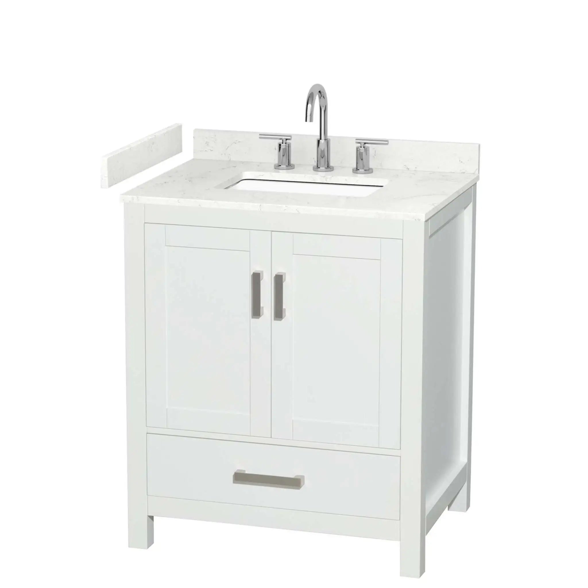 30" Sheffield Single Bathroom Vanity in White with Brushed Chrome Trim by Wyndham