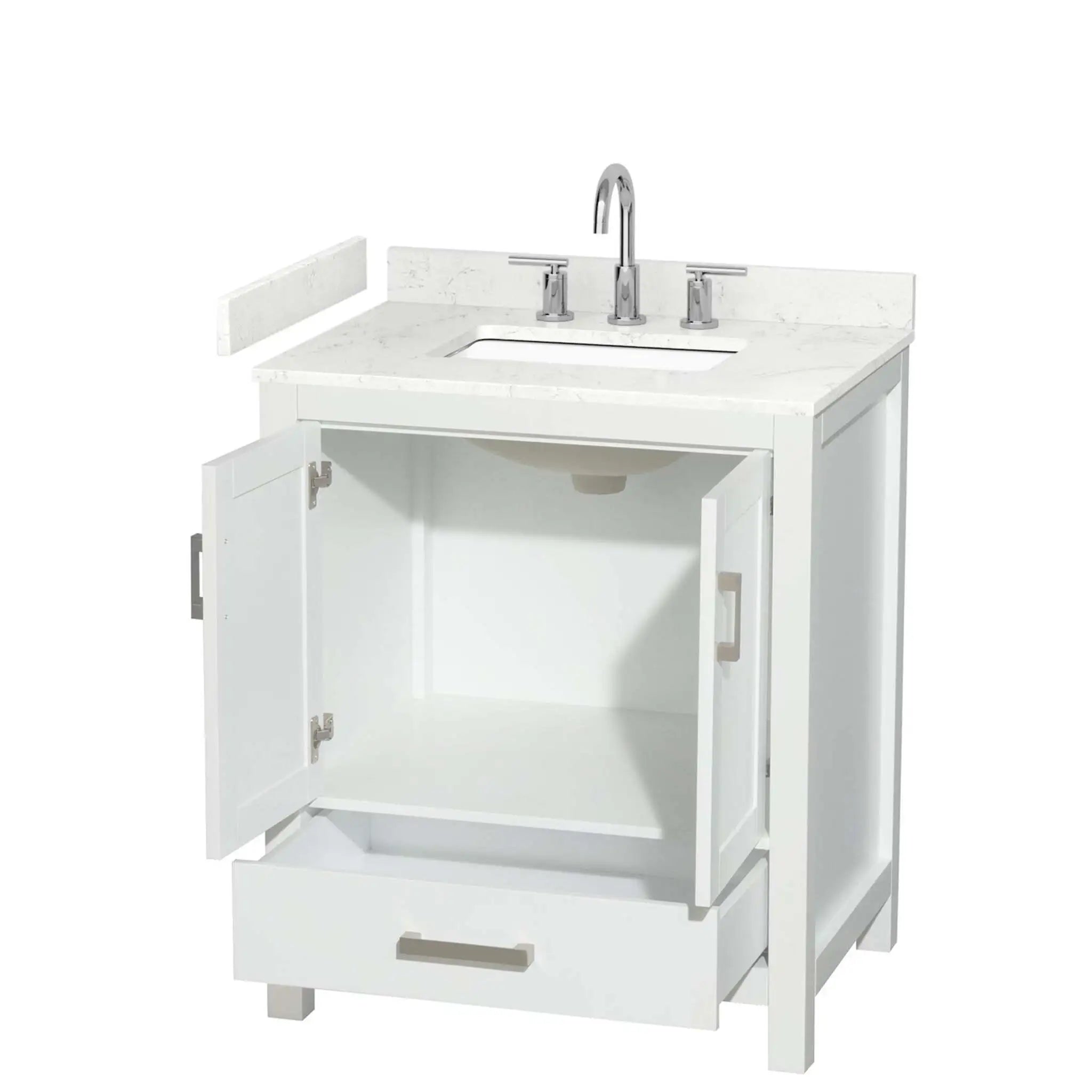 30" Sheffield Single Bathroom Vanity in White with Brushed Chrome Trim by Wyndham