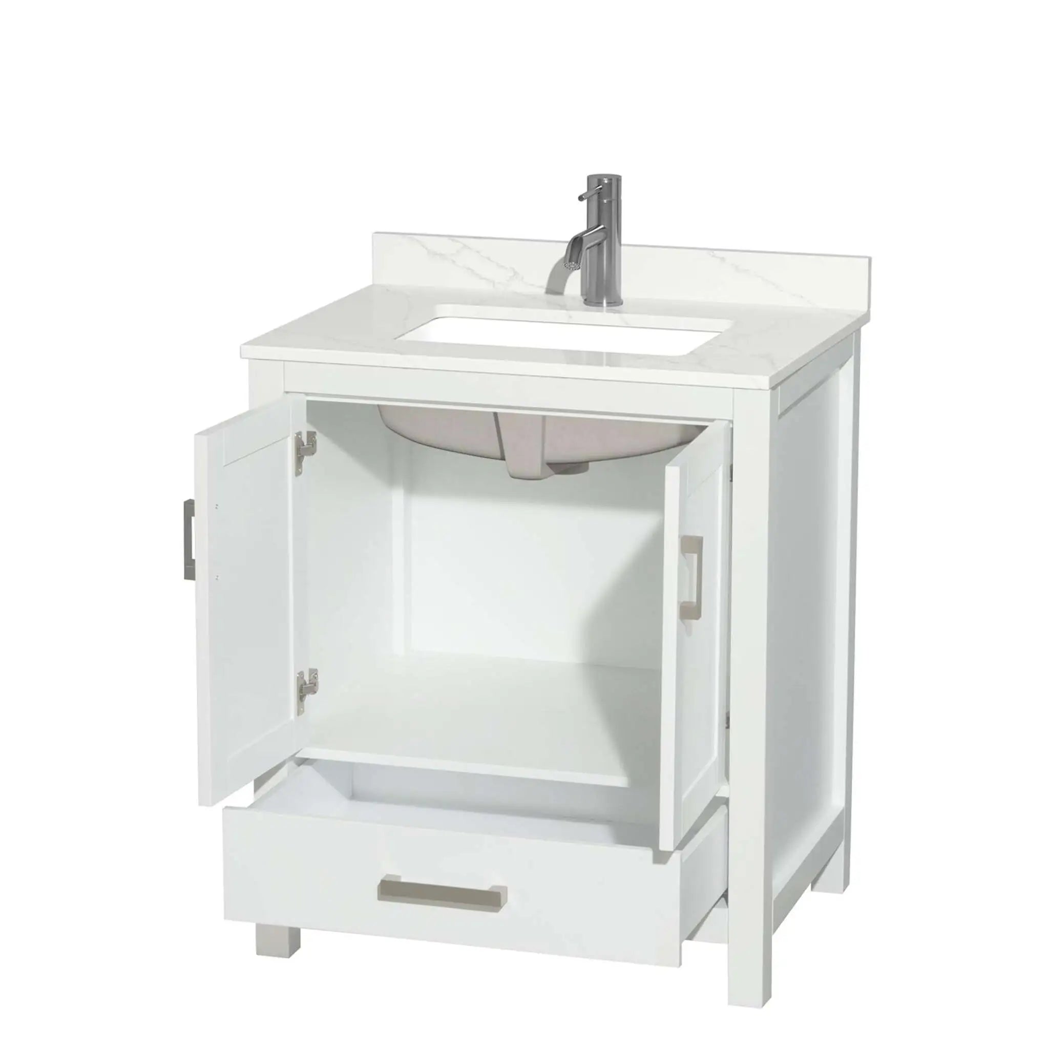 30" Sheffield Single Bathroom Vanity in White with Brushed Chrome Trim by Wyndham