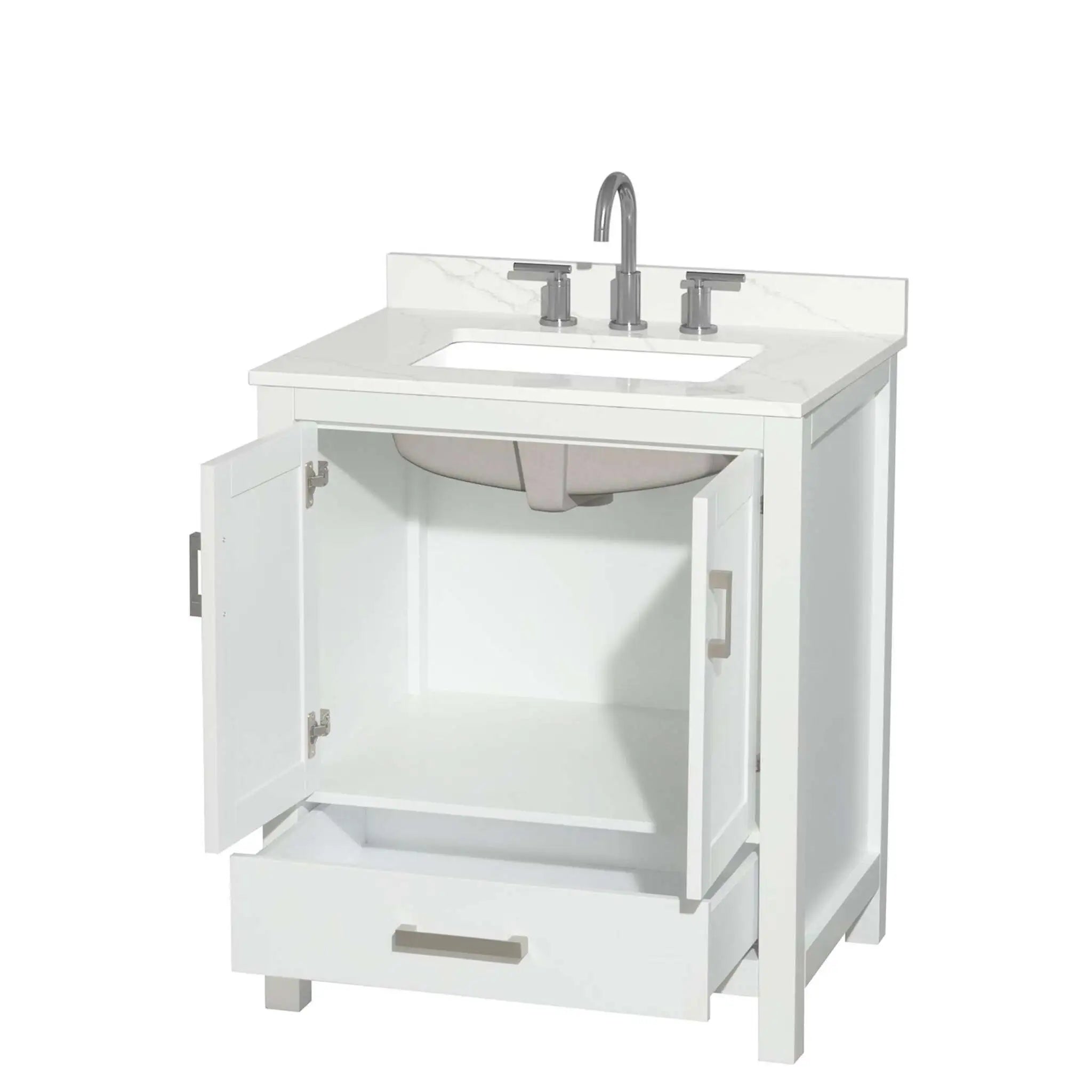 30" Sheffield Single Bathroom Vanity in White with Brushed Chrome Trim by Wyndham