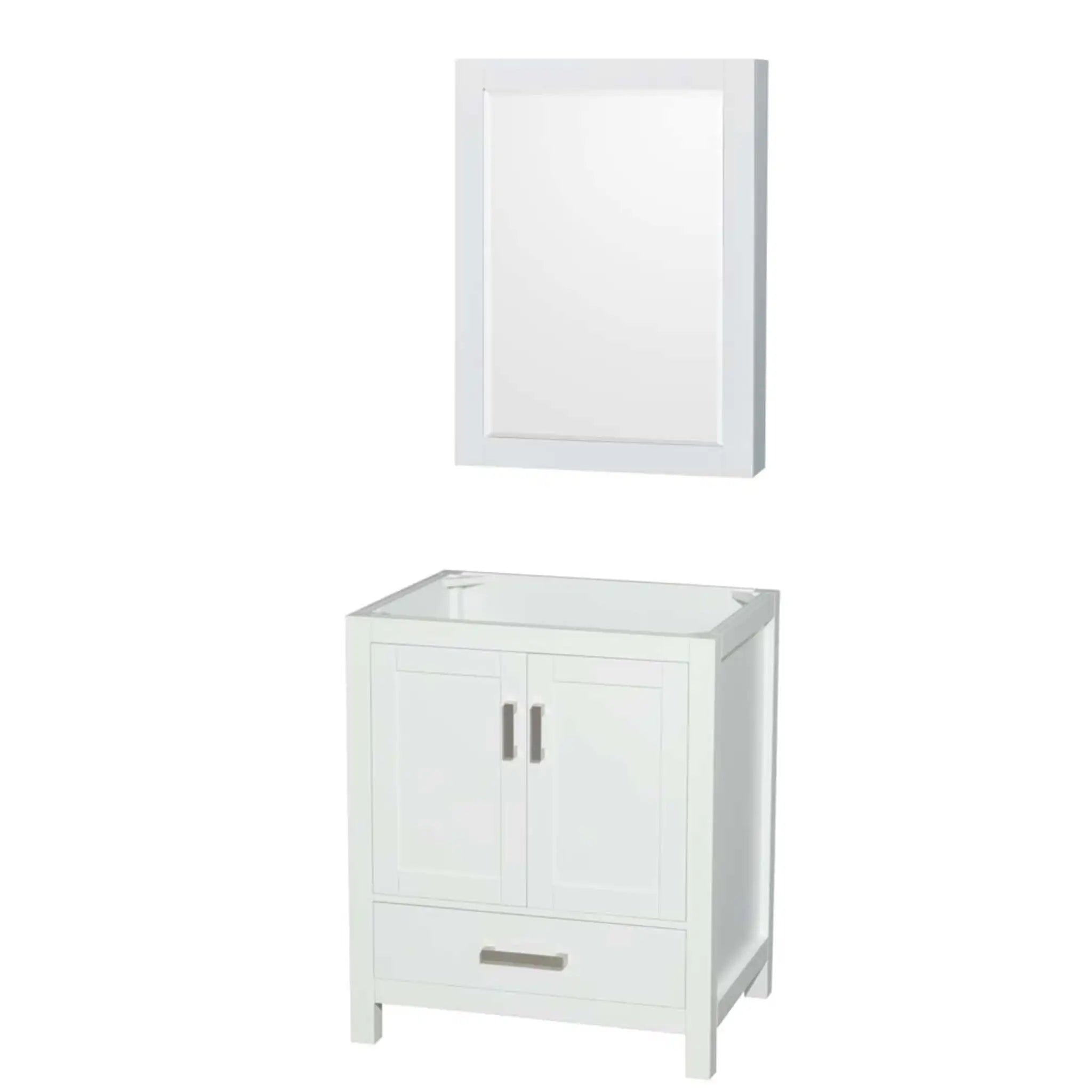 30" Sheffield Single Bathroom Vanity in White with Brushed Chrome Trim & Medicine Cabinet by Wyndham