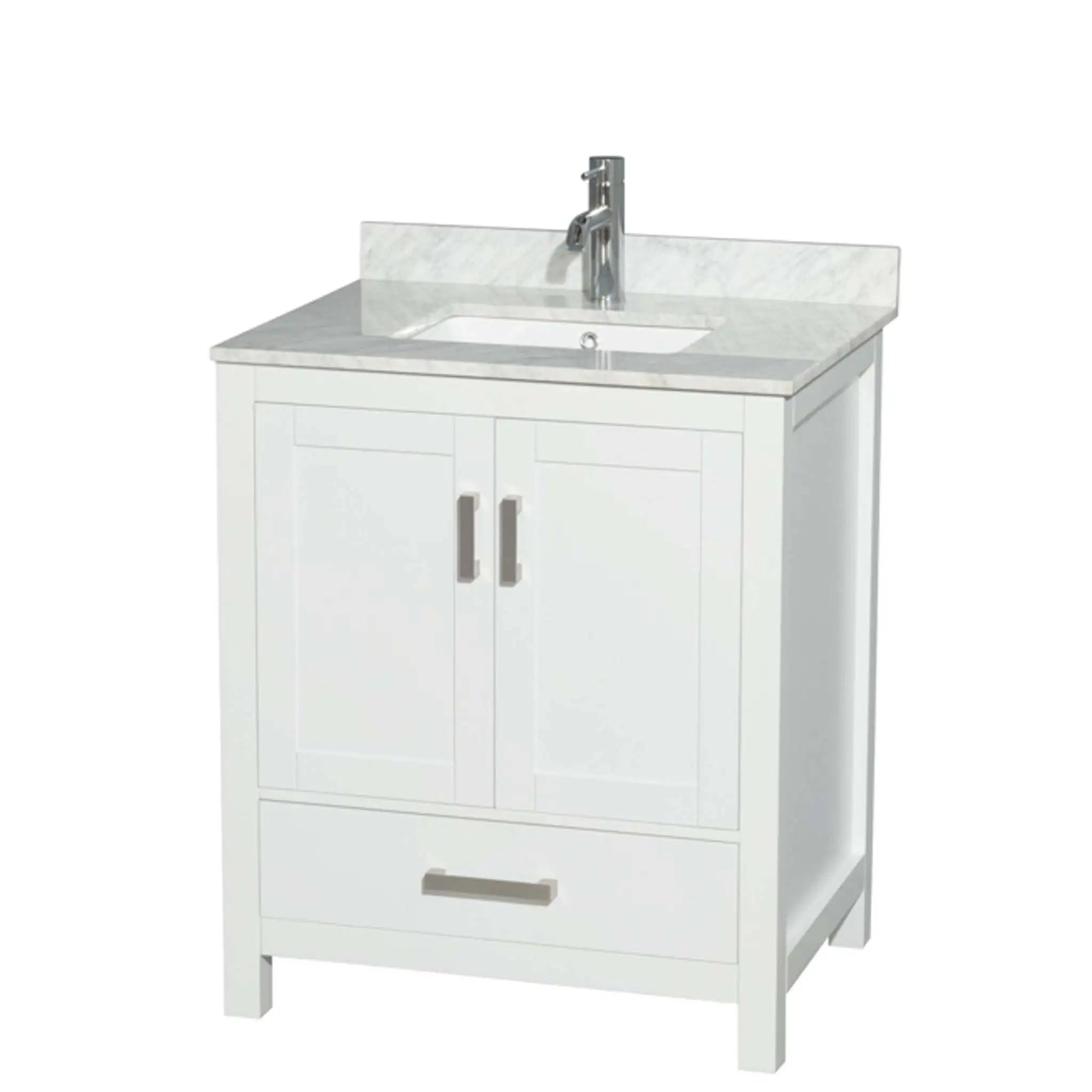 30" Sheffield Single Bathroom Vanity in White with Brushed Chrome Trim by Wyndham