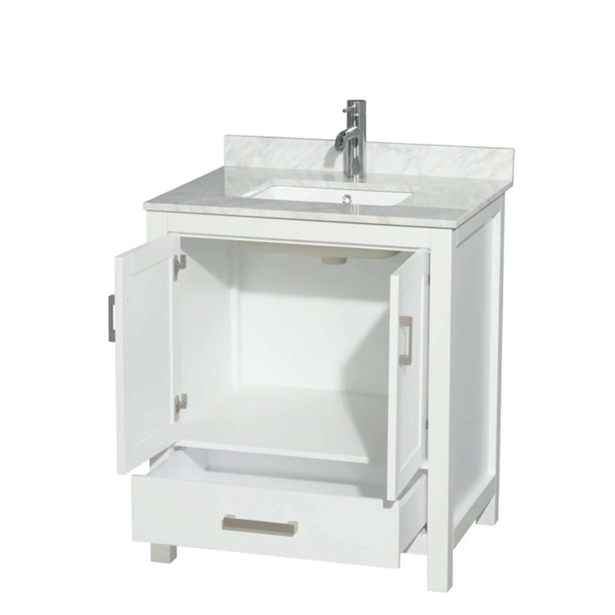 30" Sheffield Single Bathroom Vanity in White with Brushed Chrome Trim by Wyndham