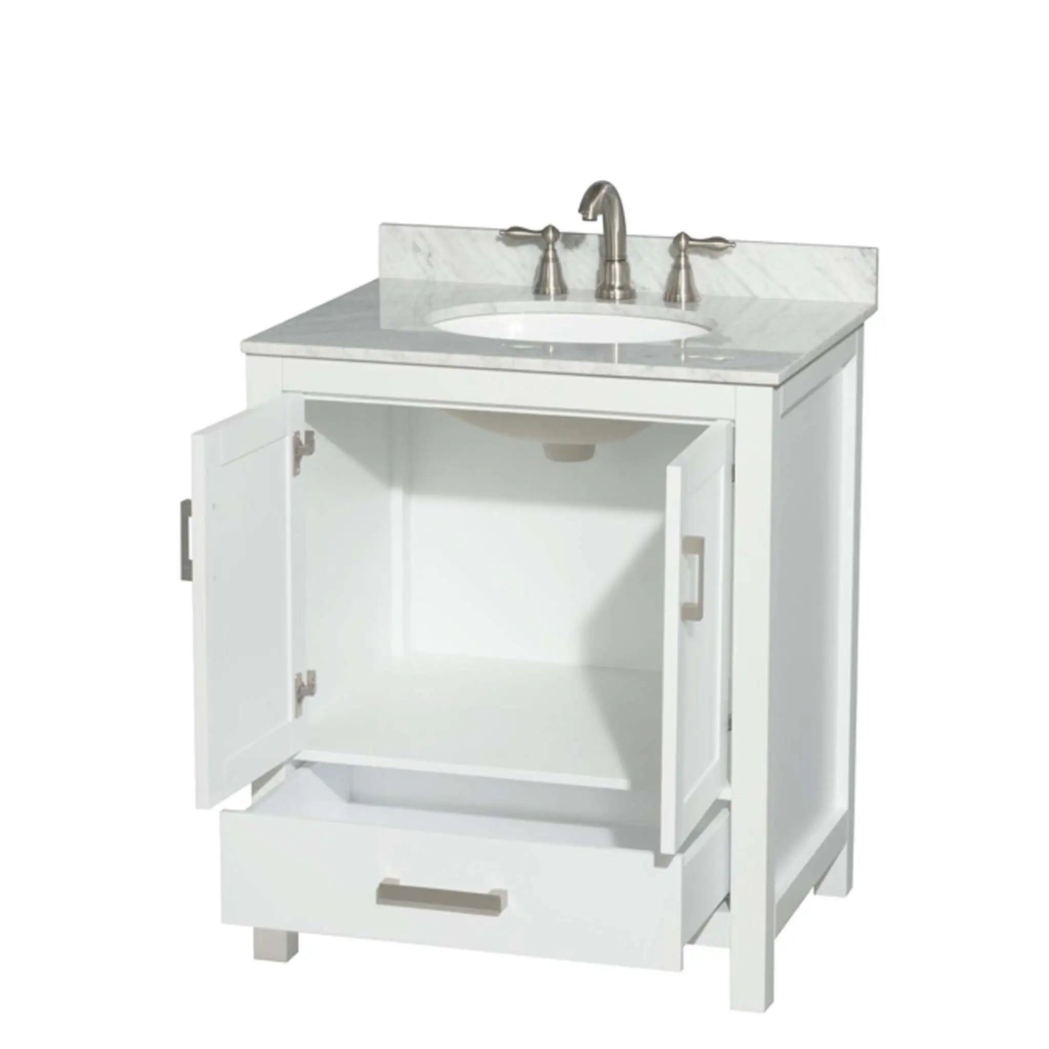 30" Sheffield Single Bathroom Vanity in White with Brushed Chrome Trim by Wyndham