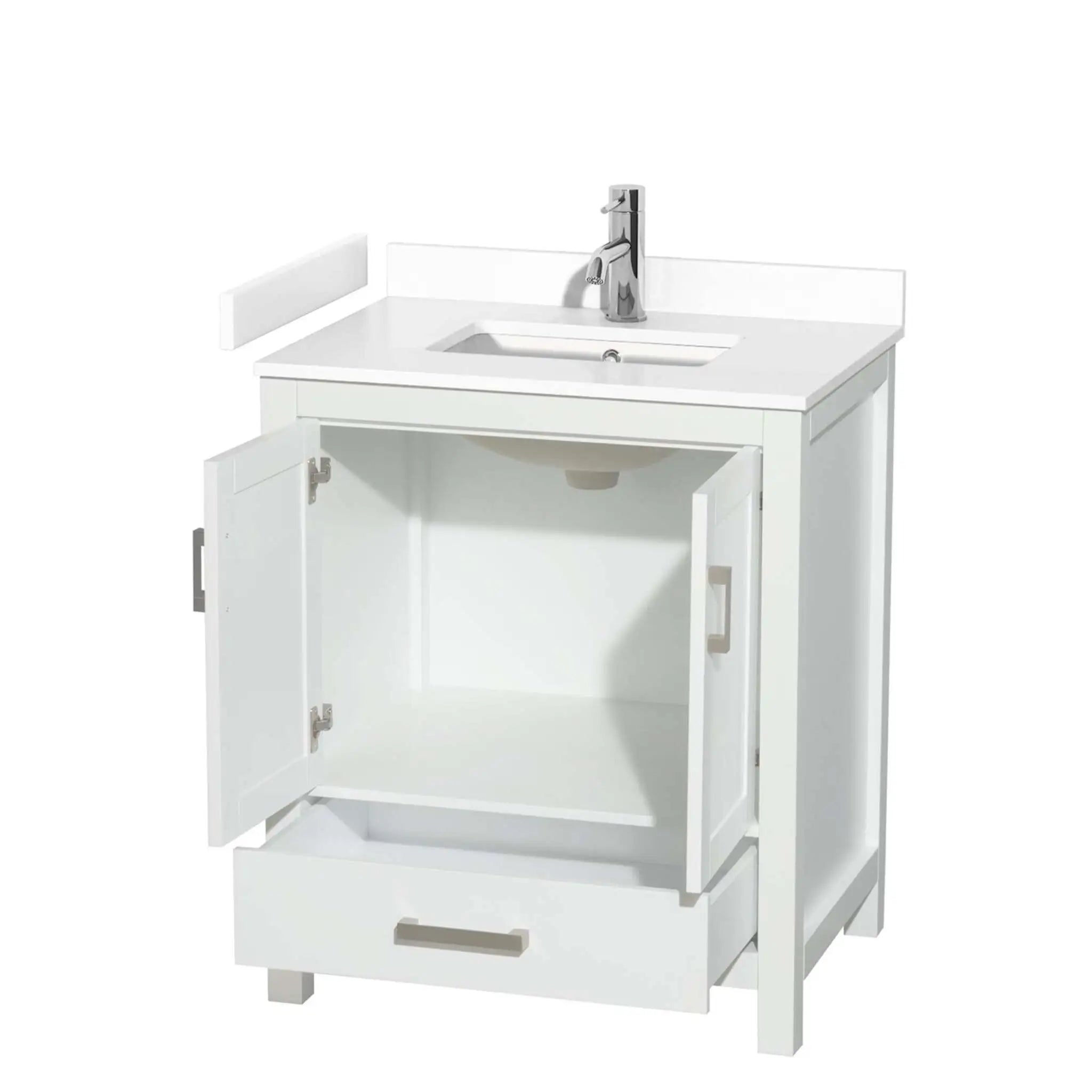30" Sheffield Single Bathroom Vanity in White with Brushed Chrome Trim by Wyndham