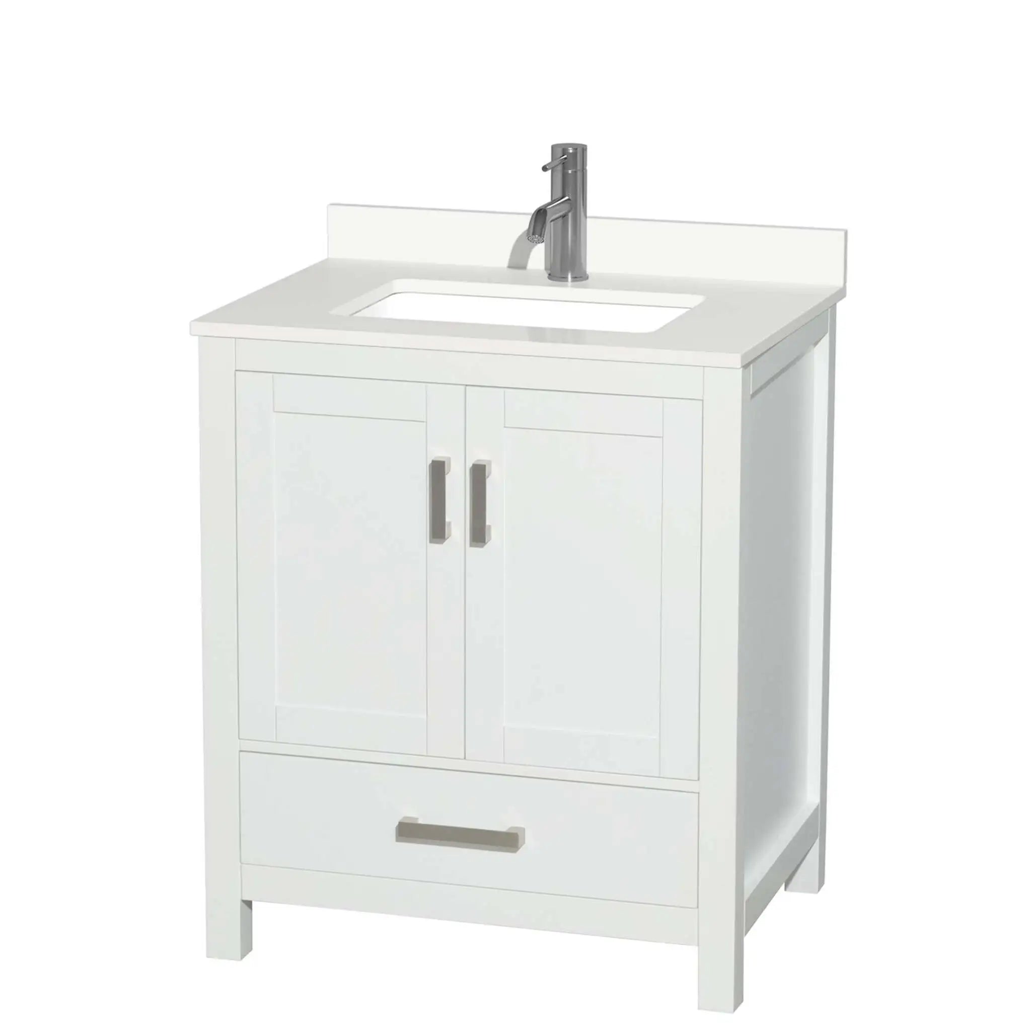 30" Sheffield Single Bathroom Vanity in White with Brushed Chrome Trim by Wyndham