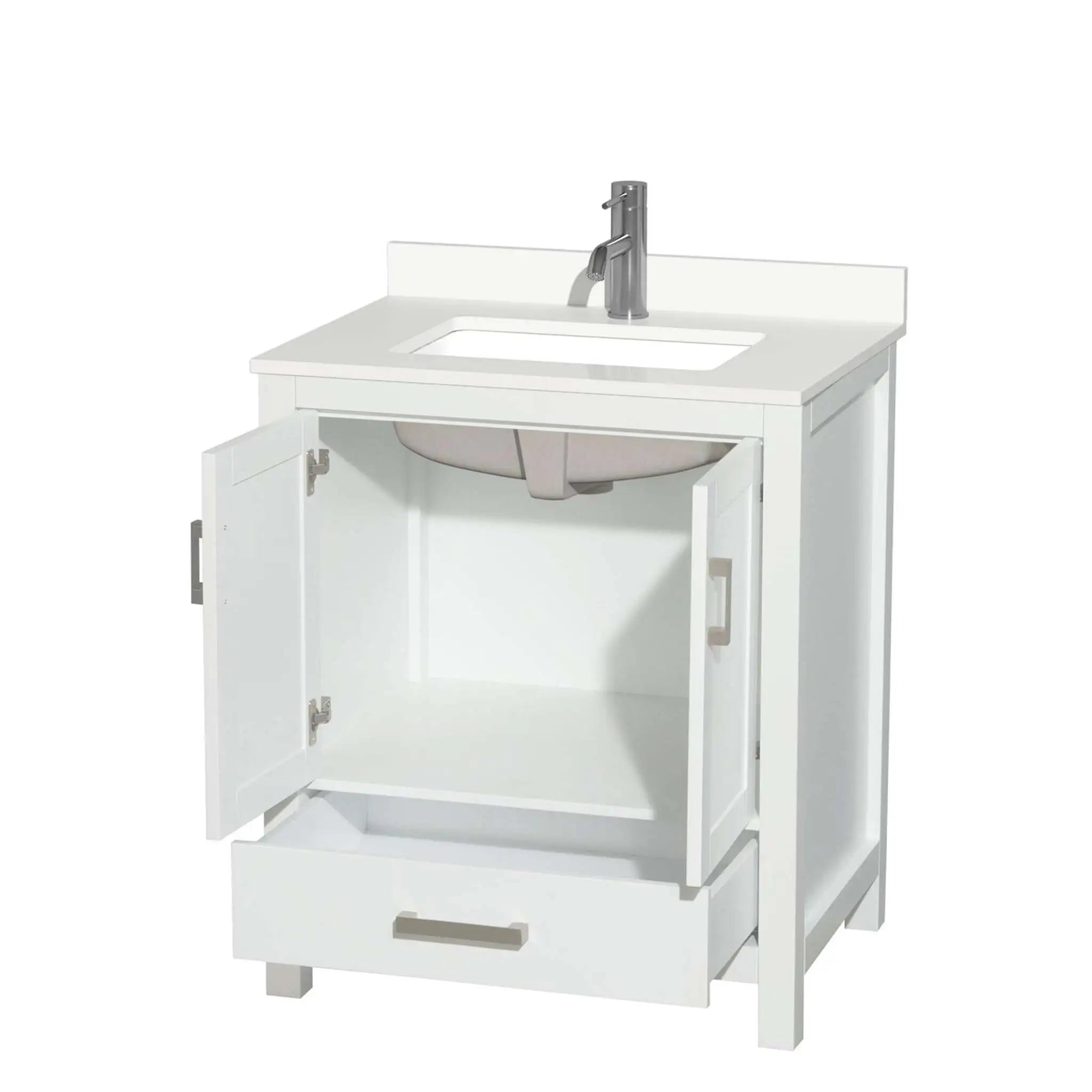 30" Sheffield Single Bathroom Vanity in White with Brushed Chrome Trim by Wyndham