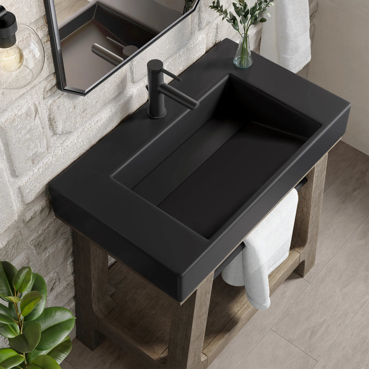 31.5" Auburn Single Sink Console in Weathered Timber-Matte Black image 6