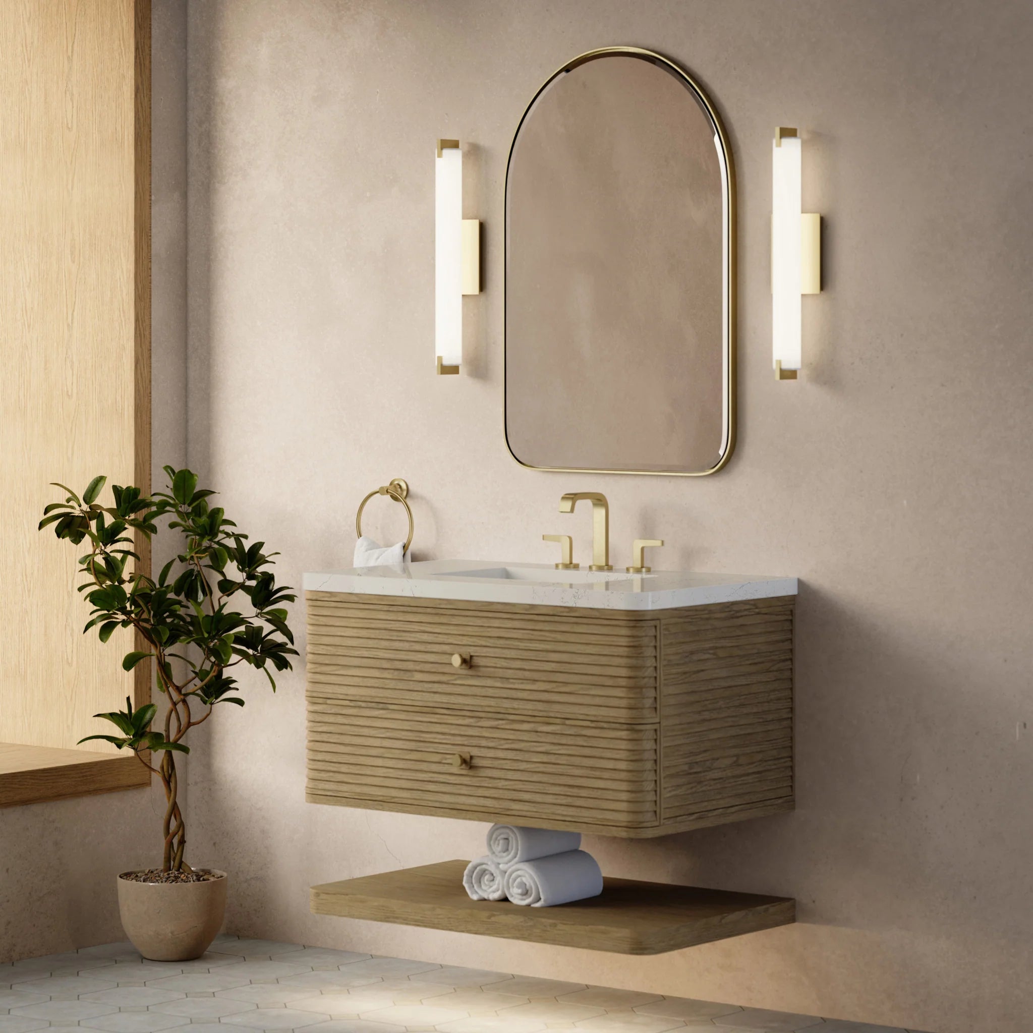 36" Allamari Single Vanity in Dune Mist by James Martin Vanities-Siberian Silestone 2