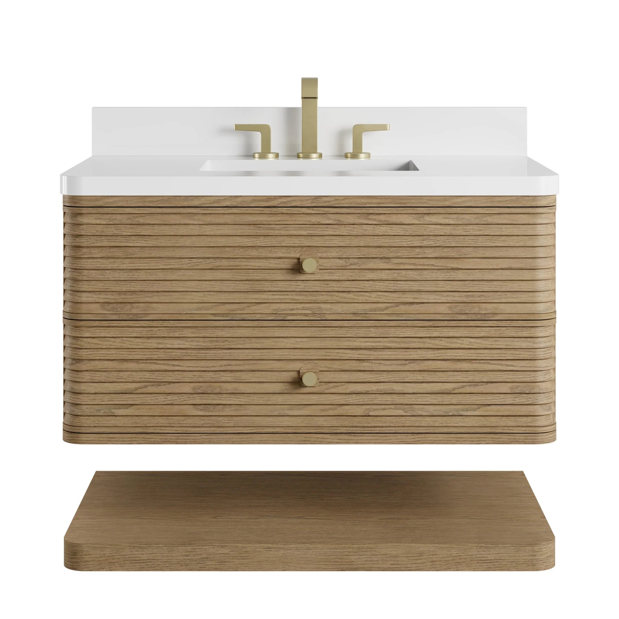 36" Allamari Single Vanity in Dune Mist by James Martin Vanities-White Zeus Silestone 1