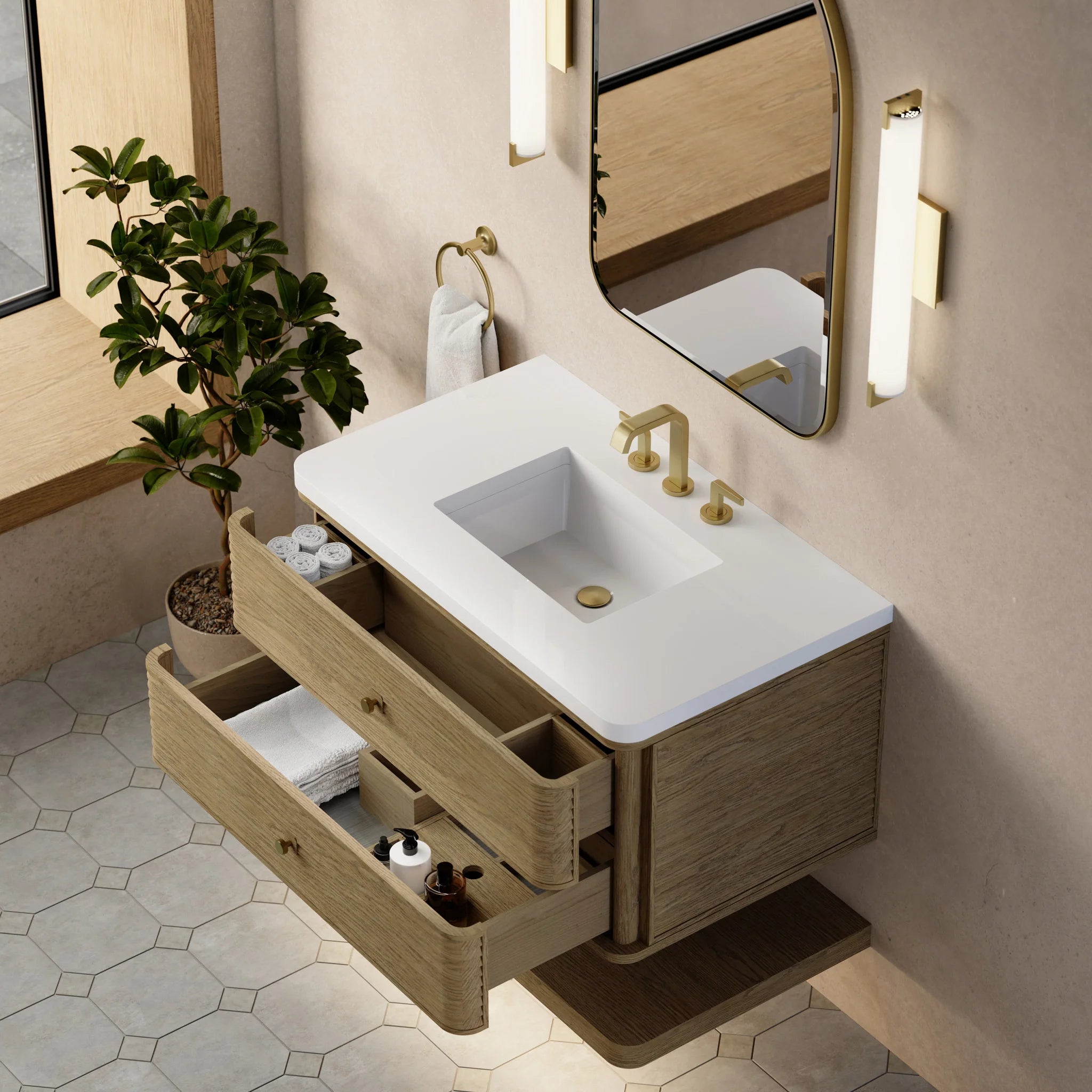 36" Allamari Single Vanity in Dune Mist by James Martin Vanities-White Zeus Silestone 7