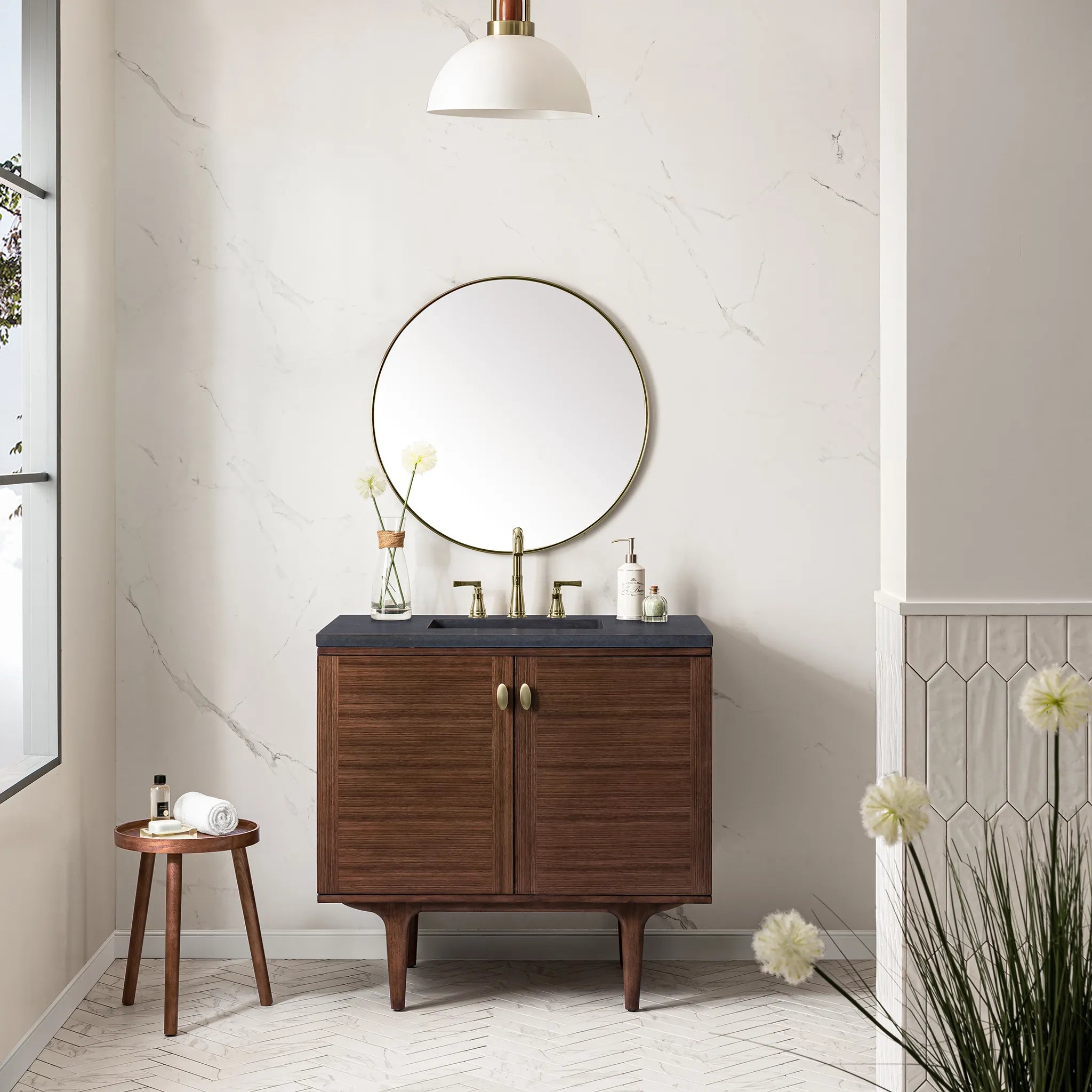 36" Amberly Single Vanity in Mid-Century Walnut-Cabinet Only-Not Available image 2