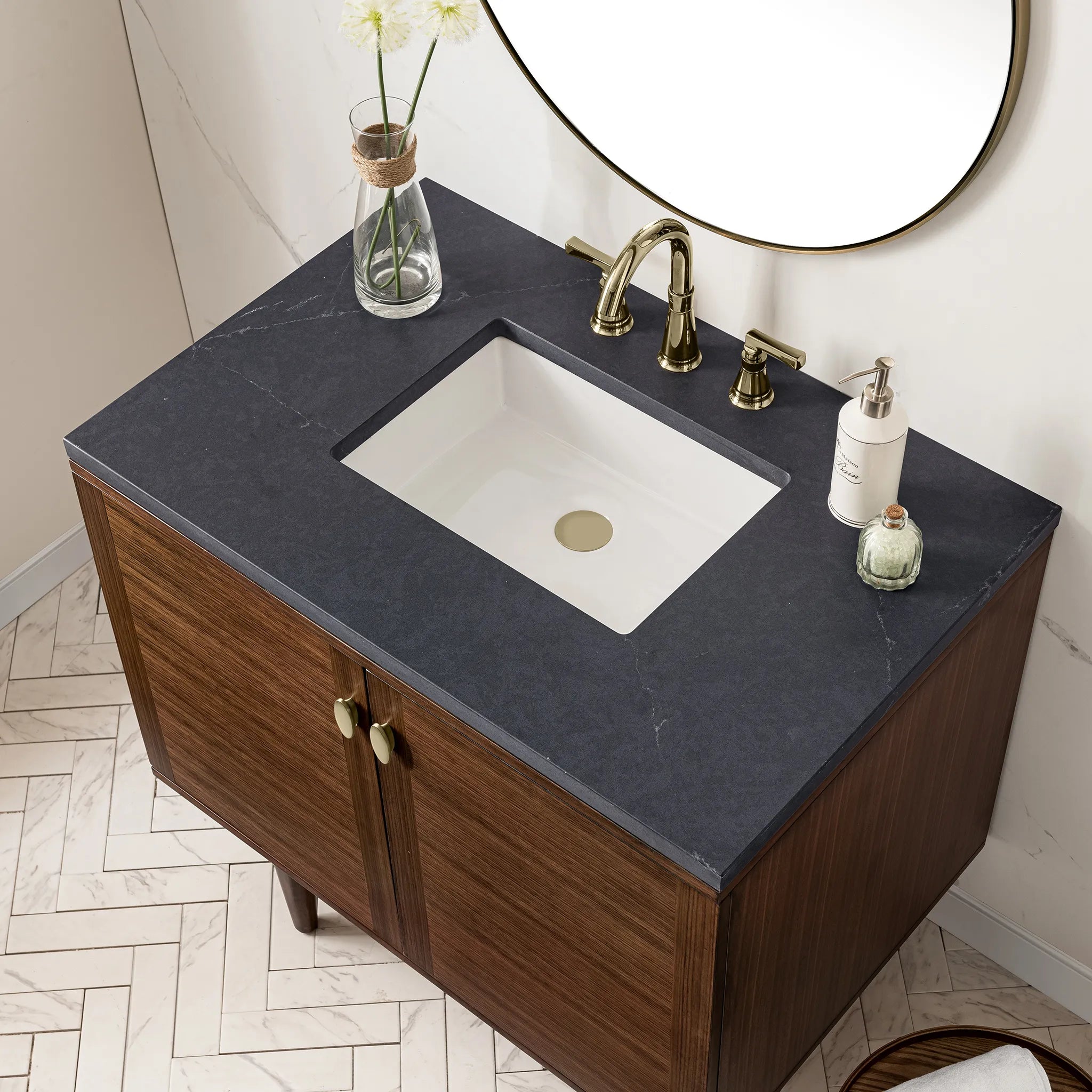 36" Amberly Single Vanity in Mid-Century Walnut-Cabinet Only-Not Available image 7