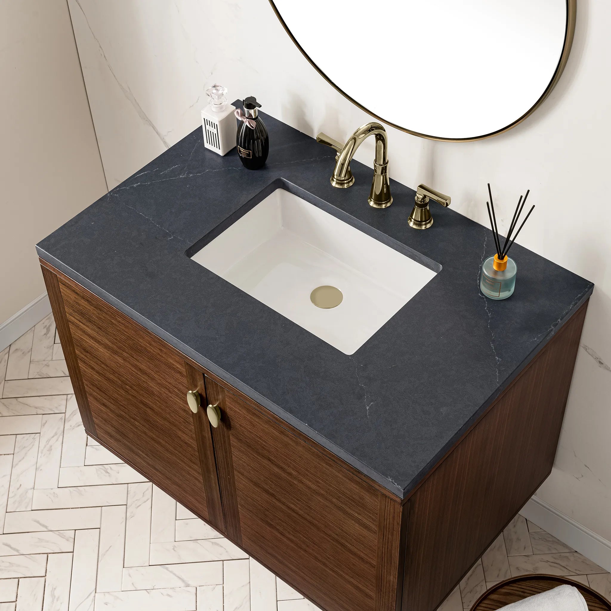 36" Amberly Single Vanity in Mid-Century Walnut-Cabinet Only-Not Available image 8