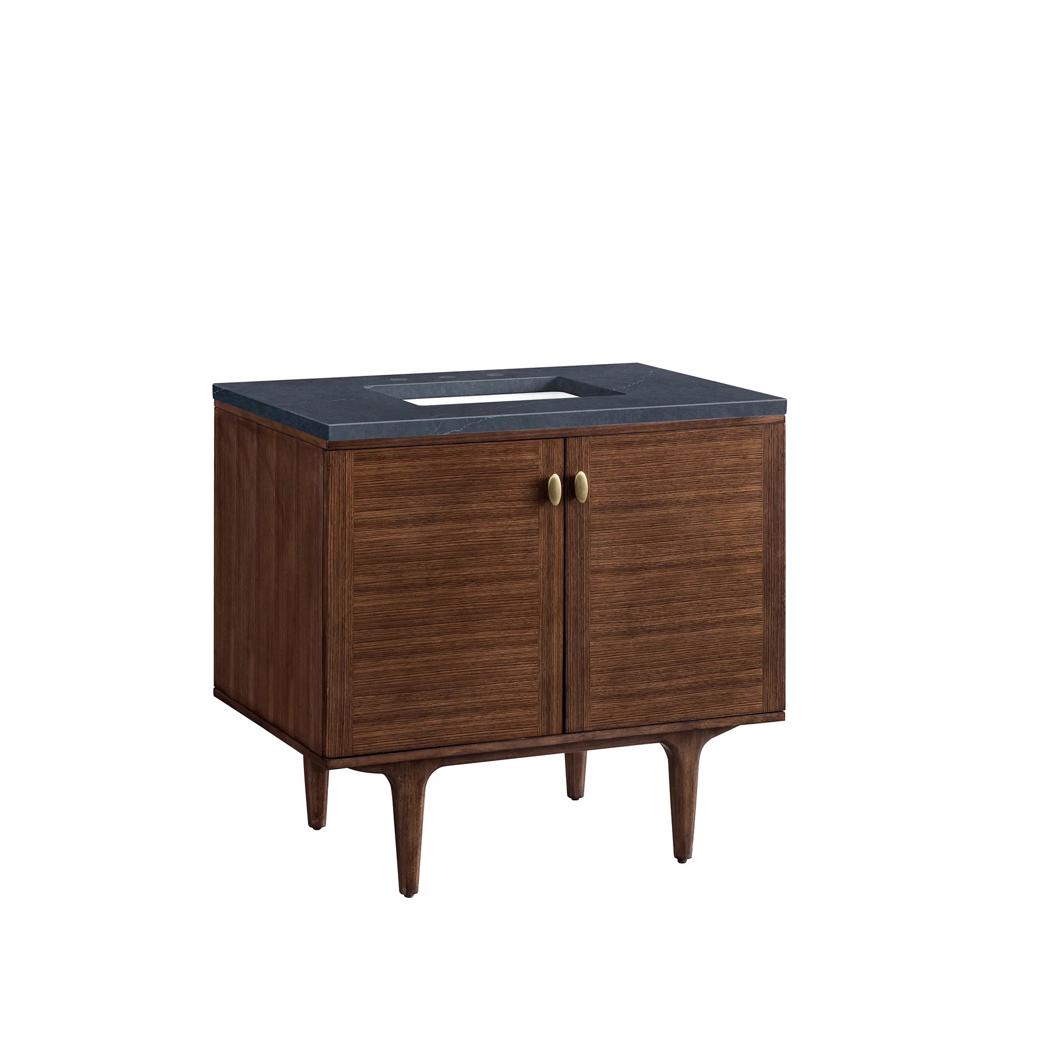 36" Amberly Single Vanity in Mid-Century Walnut-Charcoal Soapstone Silestone-8" Widespread image 10