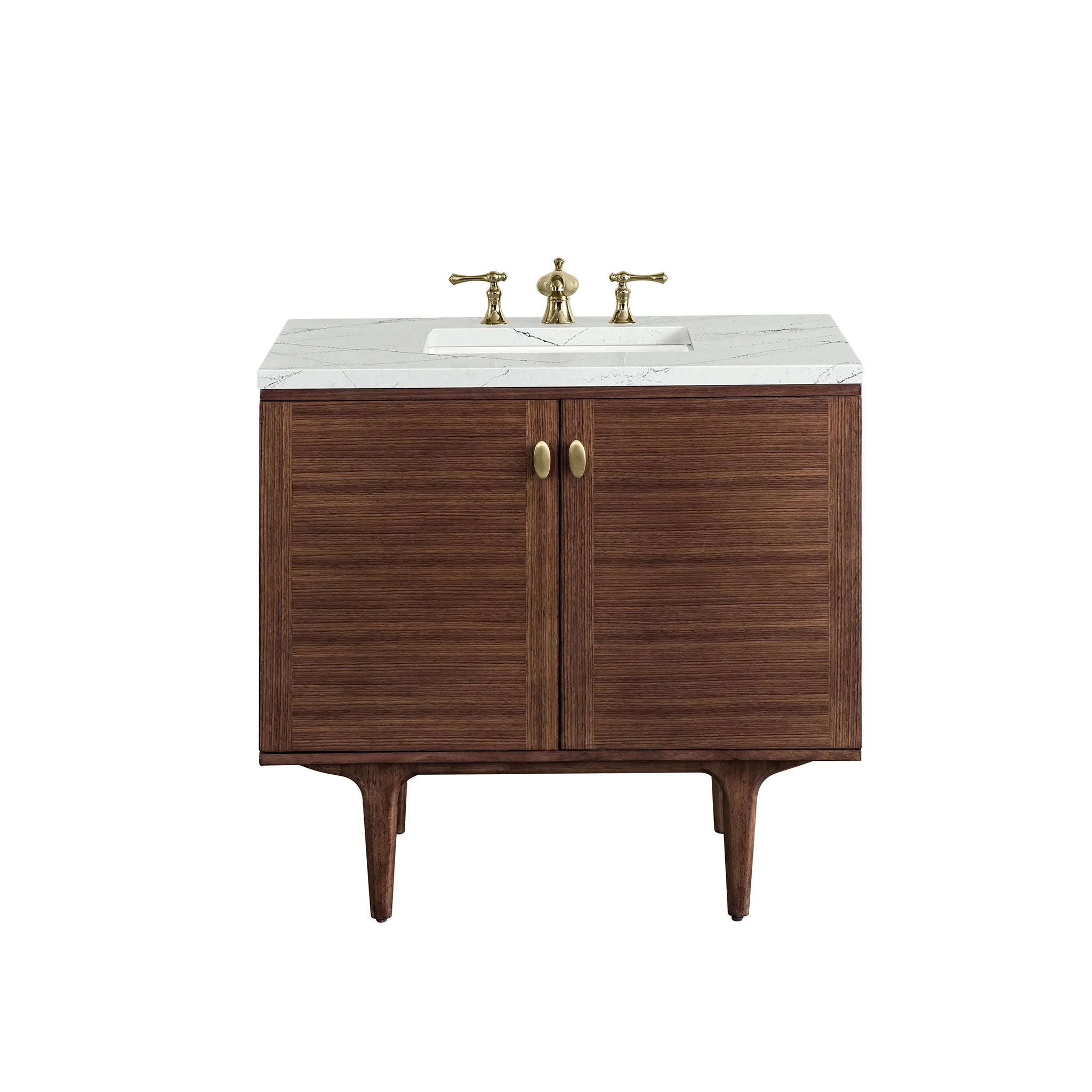 36" Amberly Single Vanity in Mid - Century Walnut by James Martin Vanities - AURA Modern Home