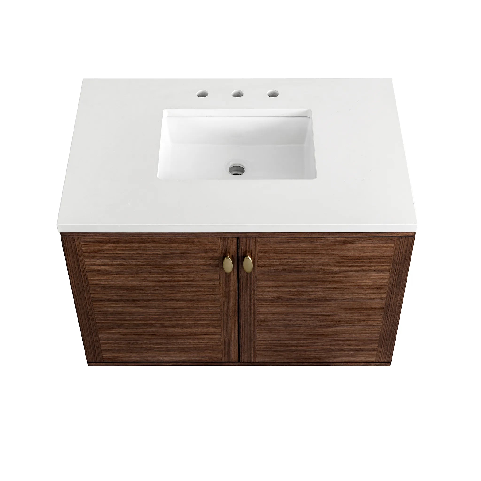 36" Amberly Single Vanity in Mid-Century Walnut-White Zeus Silestone-8" Widespread image 12