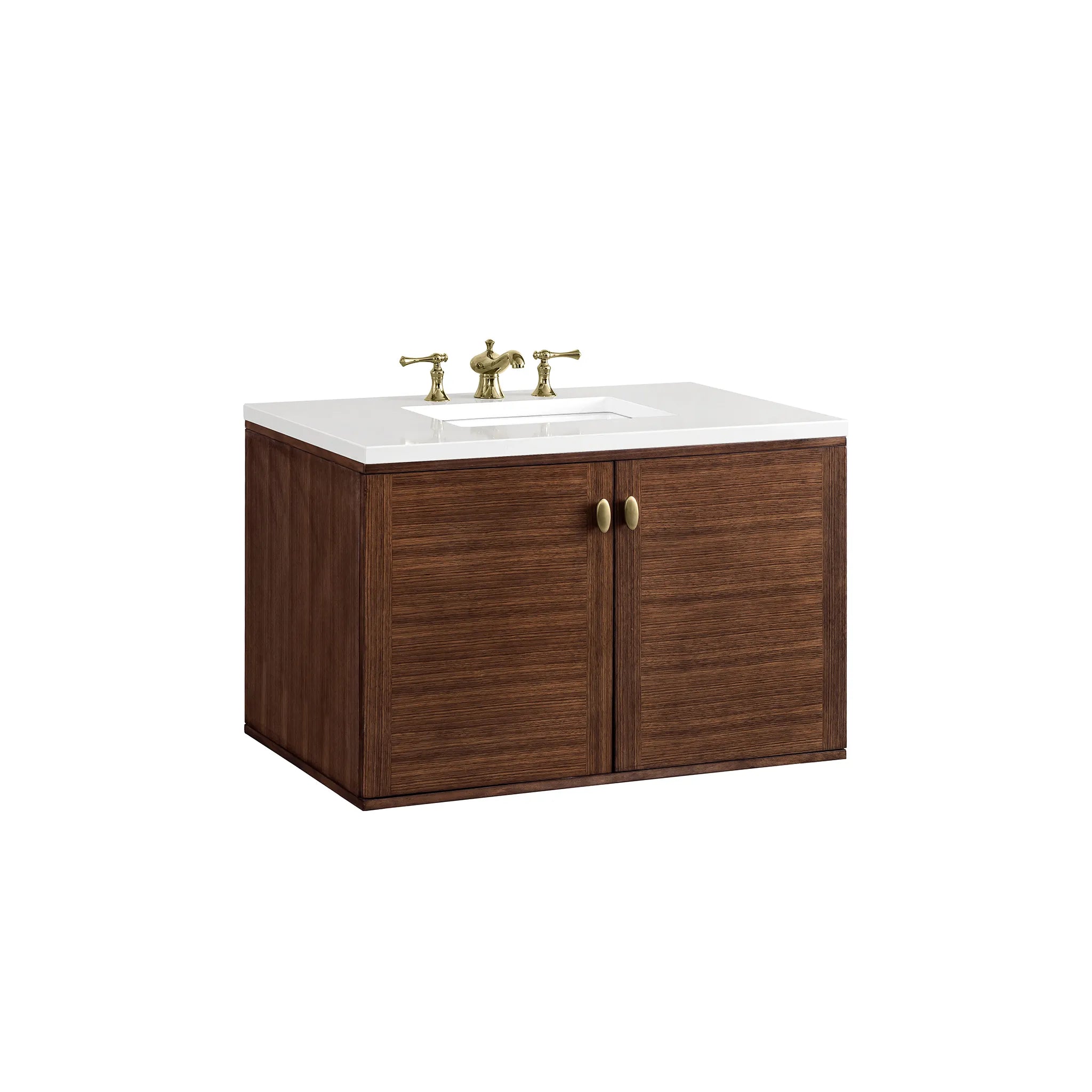 36" Amberly Single Vanity in Mid-Century Walnut-White Zeus Silestone-8" Widespread image 17