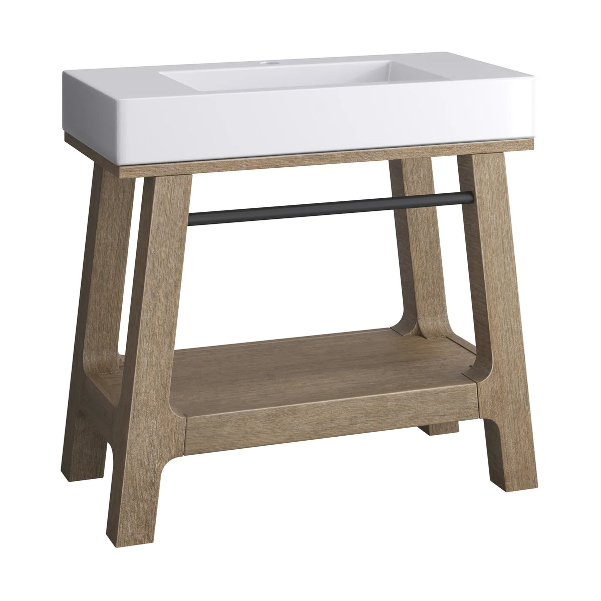 36" Auburn Single Sink Console in Weathered Timber-Glossy White image 8