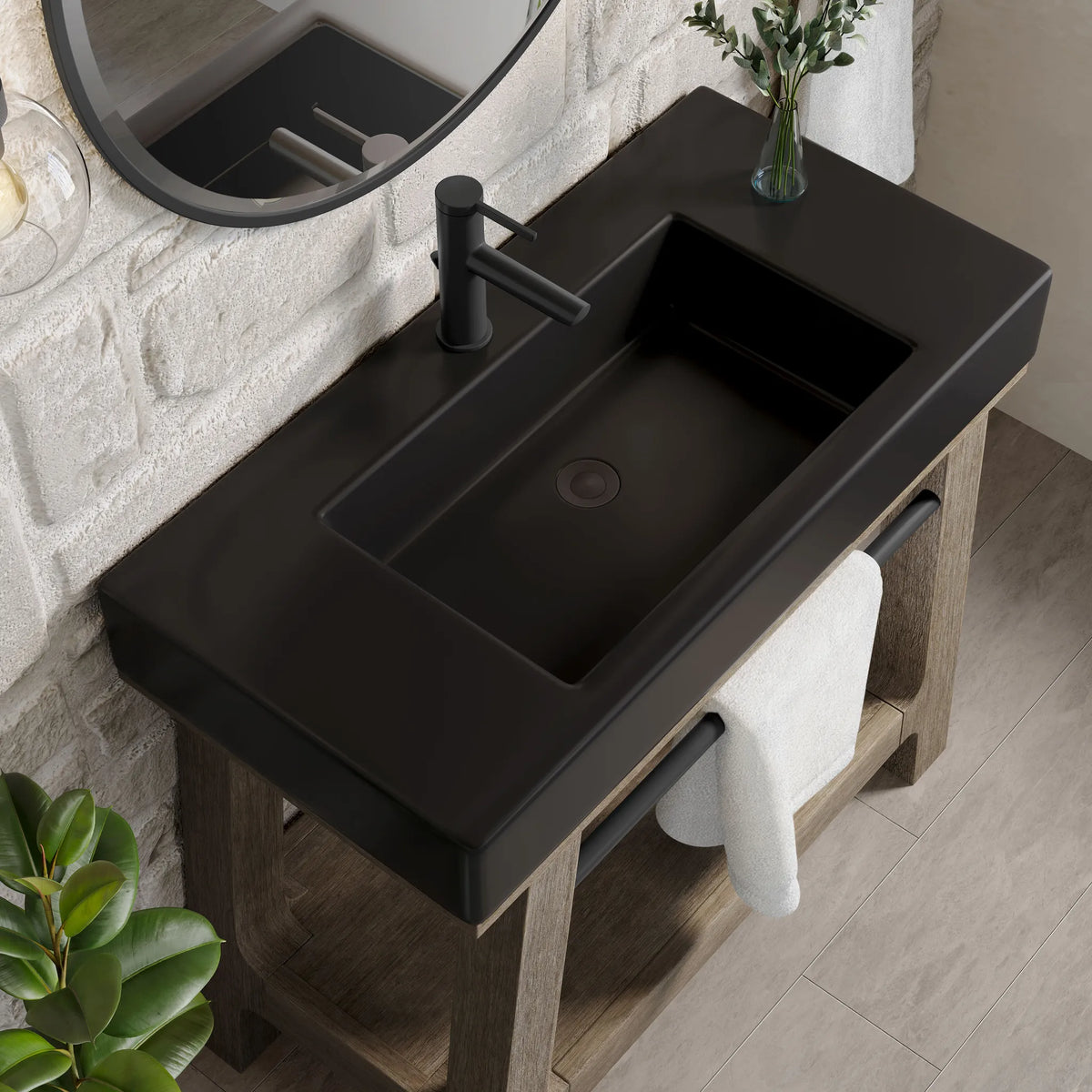 36" Auburn Single Sink Console in Weathered Timber-Matte Black image 6