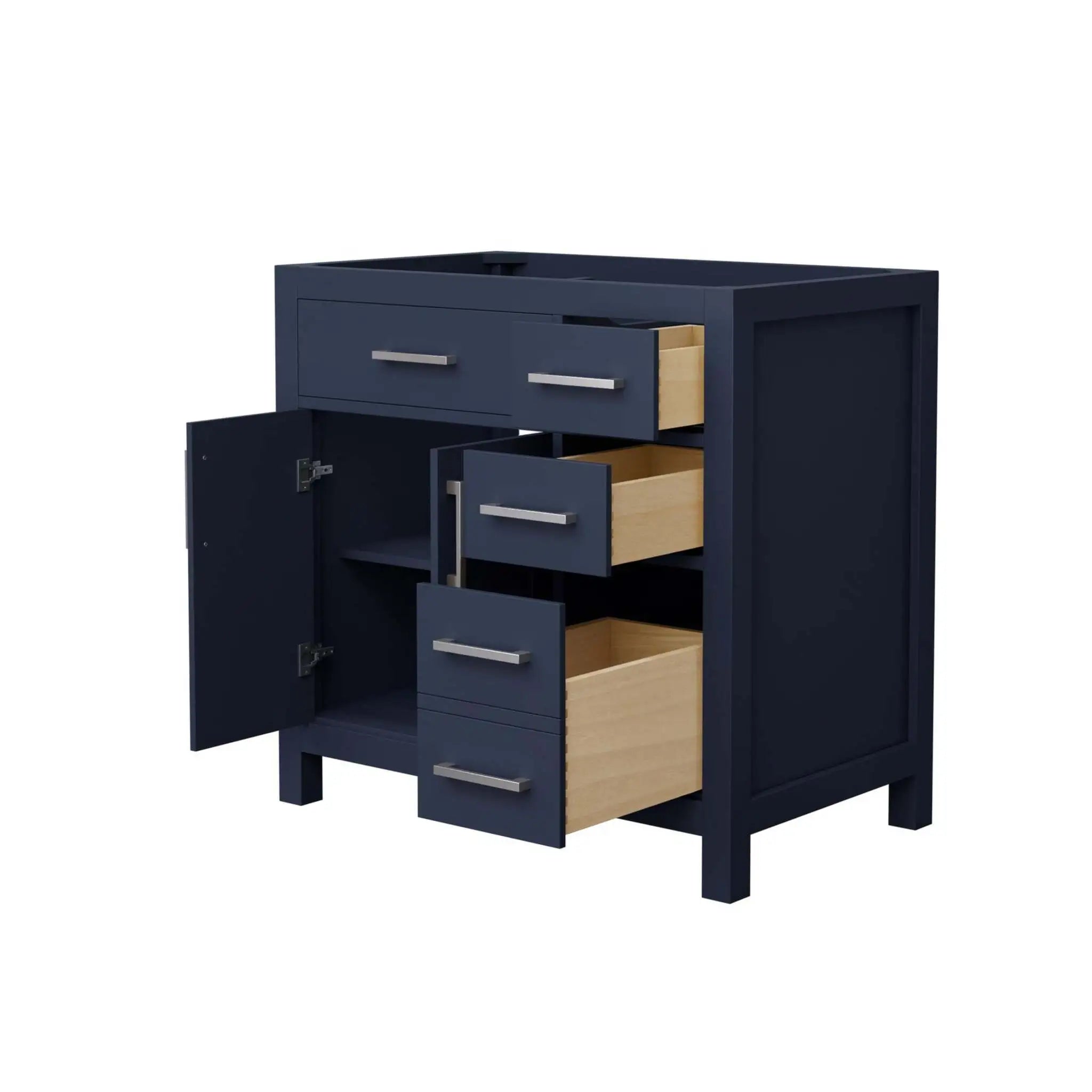 36" Beckett Single Bathroom Vanity in Dark Blue with Brushed Nickel Trim by Wyndham