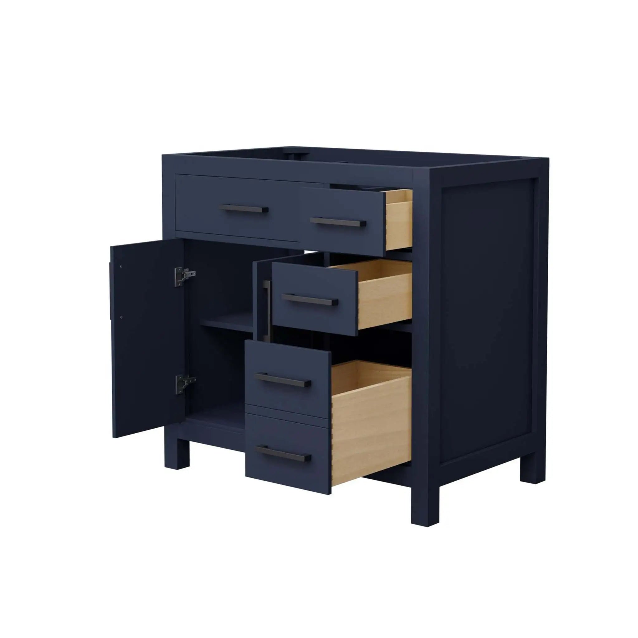 36" Beckett Single Bathroom Vanity in Dark Blue with Matte Black Trim by Wyndham