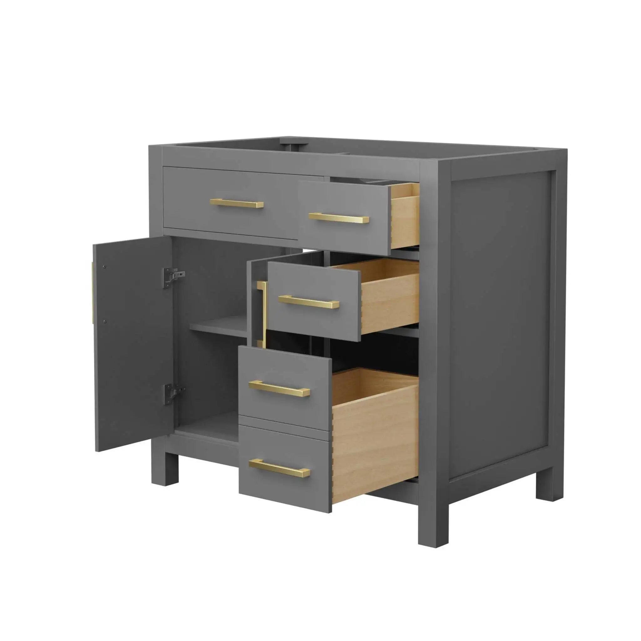 36" Beckett Single Bathroom Vanity in Dark Gray with Brushed Gold Trim by Wyndham