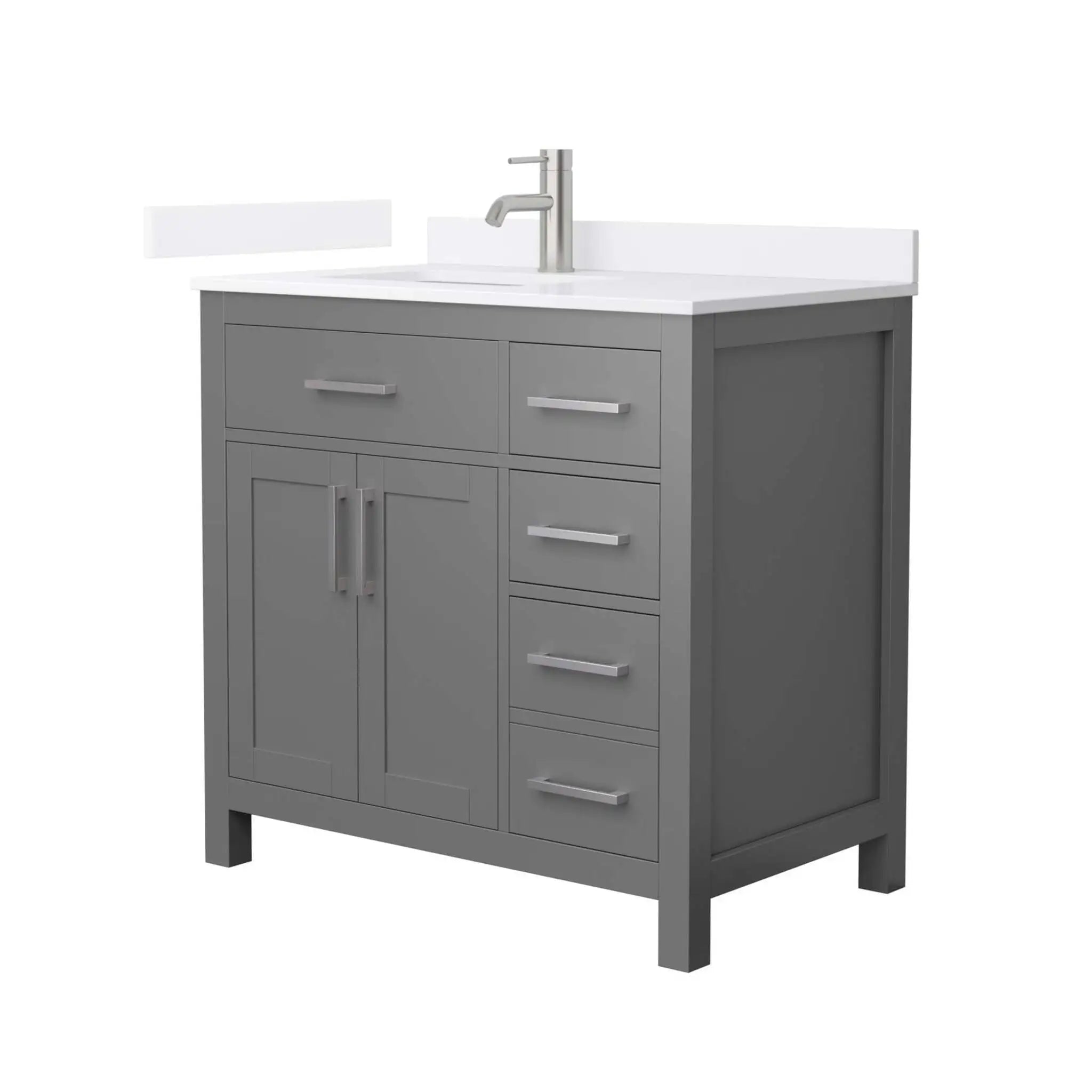 36" Beckett Single Bathroom Vanity in Dark Gray with Brushed Nickel Trim by Wyndham