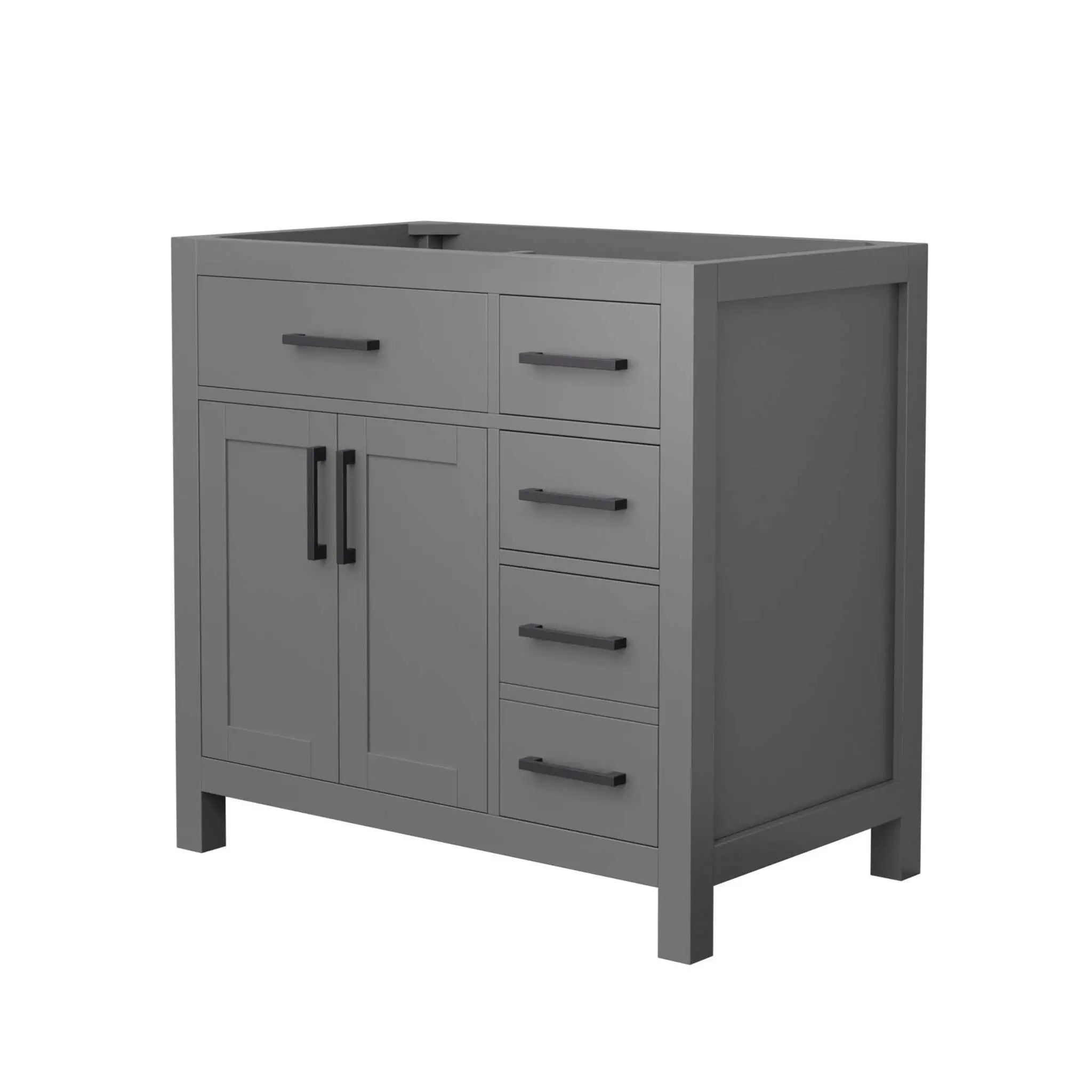 36" Beckett Single Bathroom Vanity in Dark Gray with Matte Black Trim by Wyndham