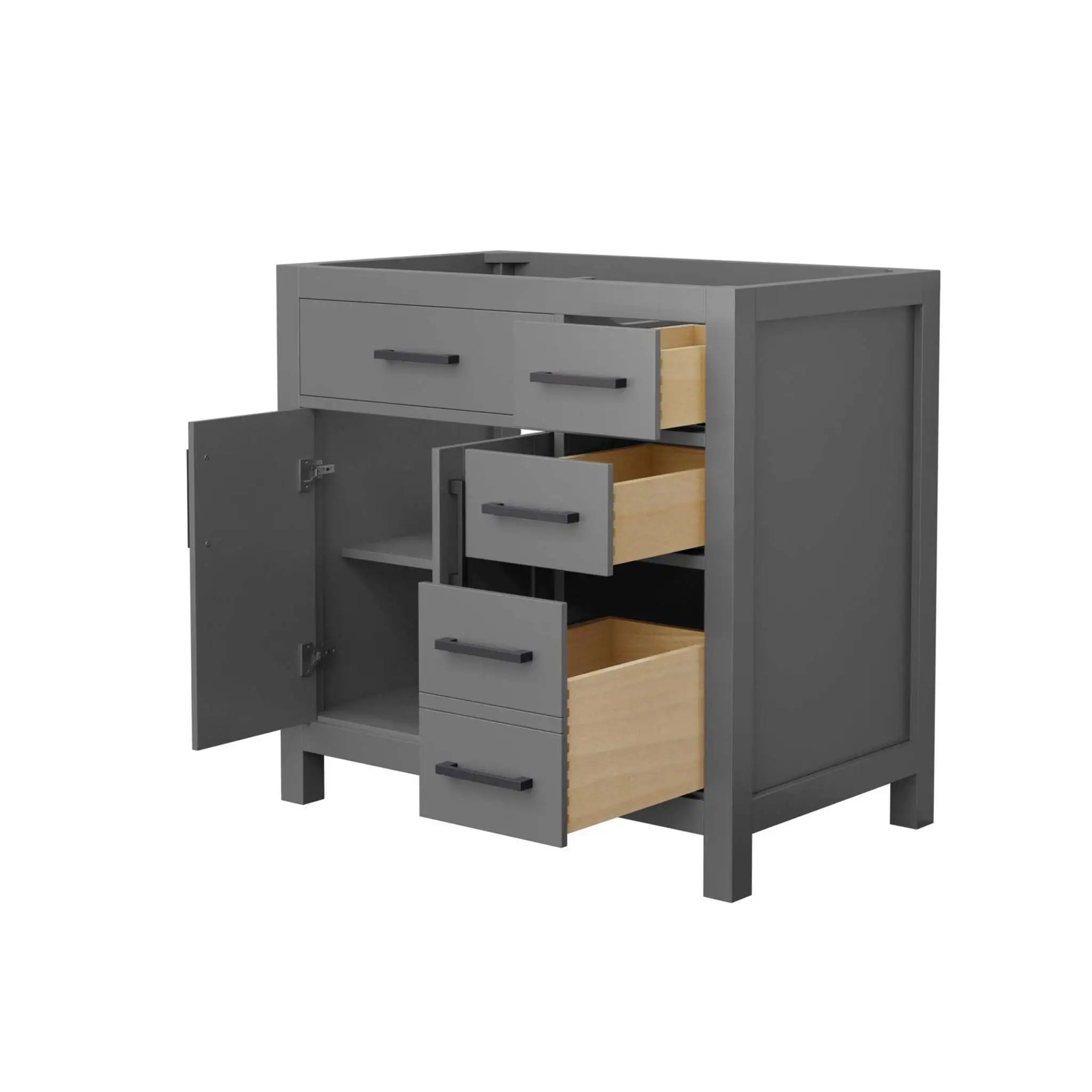 36" Beckett Single Bathroom Vanity in Dark Gray with Matte Black Trim by Wyndham