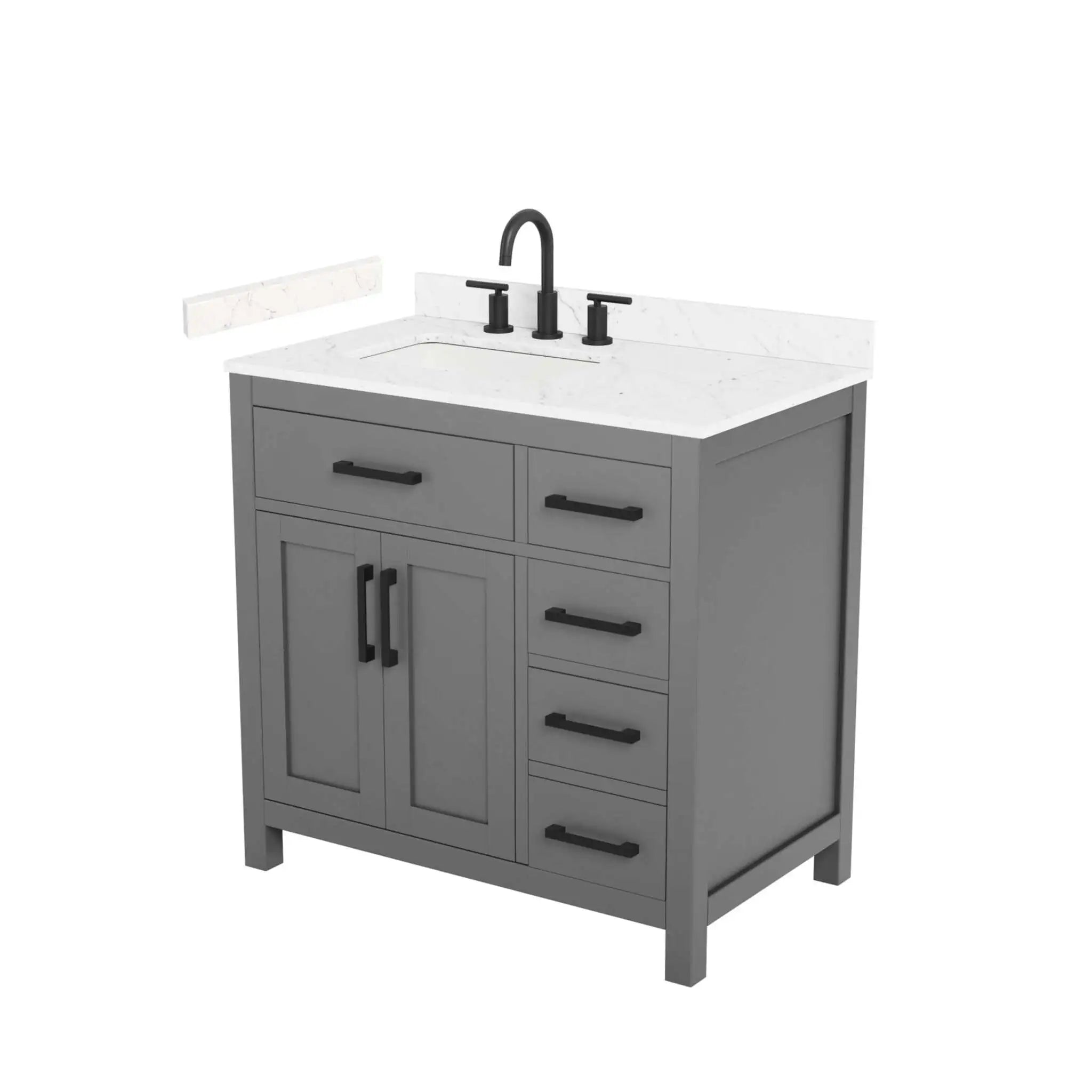 36" Beckett Single Bathroom Vanity in Dark Gray with Matte Black Trim by Wyndham