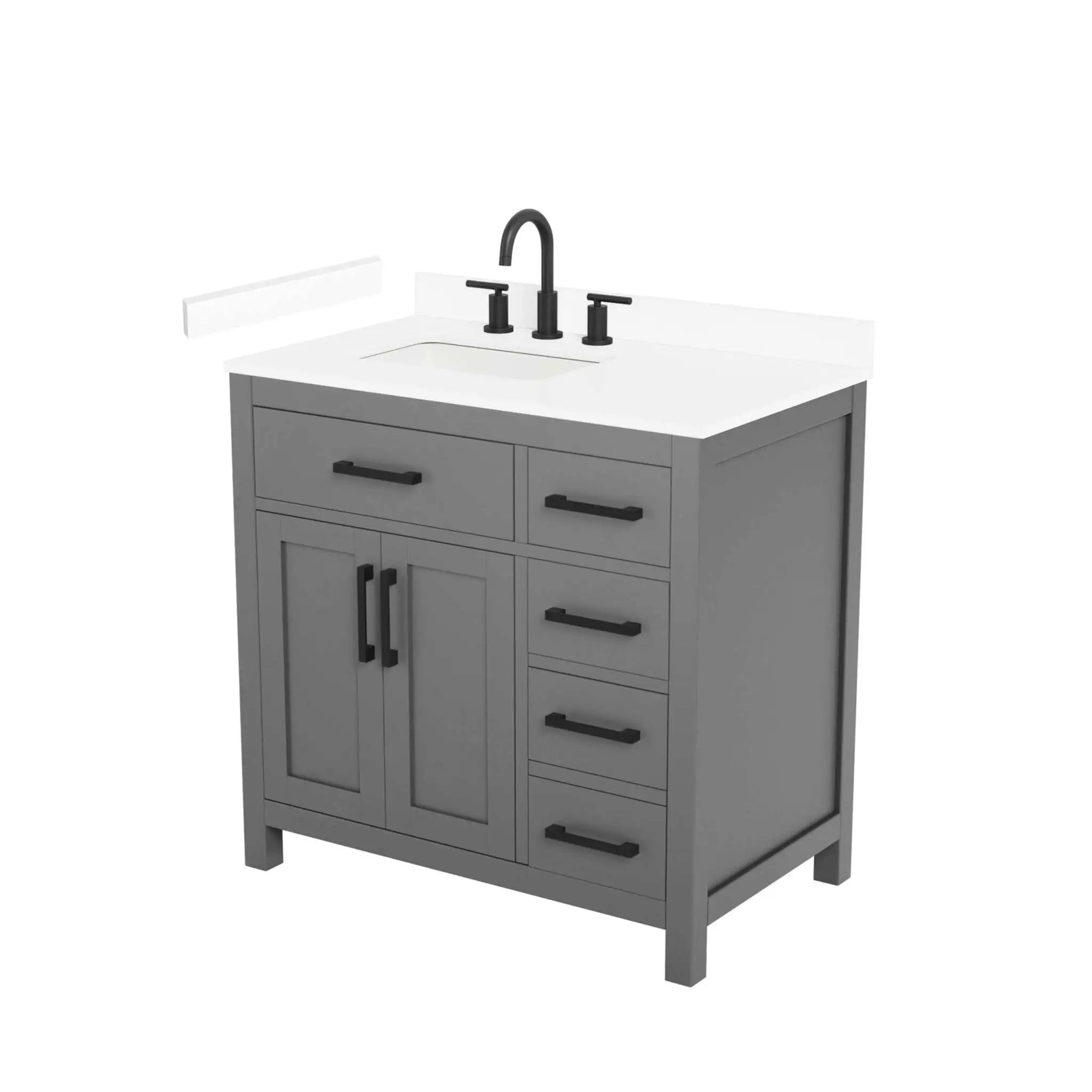 36" Beckett Single Bathroom Vanity in Dark Gray with Matte Black Trim by Wyndham