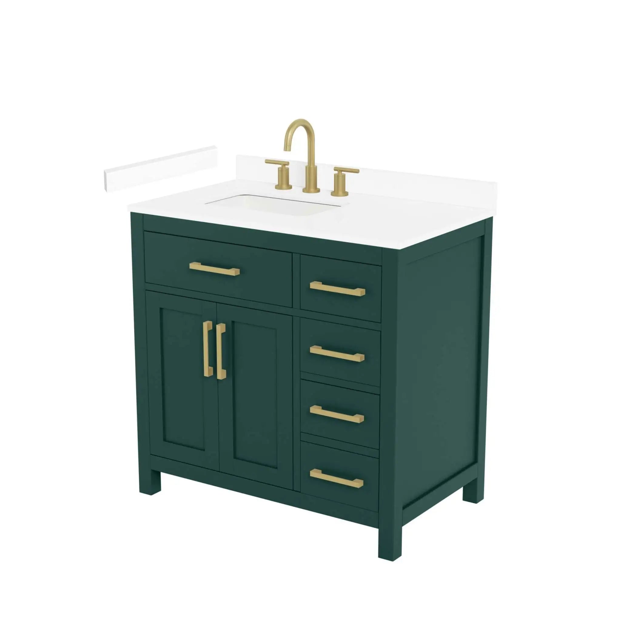 36" Beckett Single Bathroom Vanity in Green with Brushed Gold Trim by Wyndham