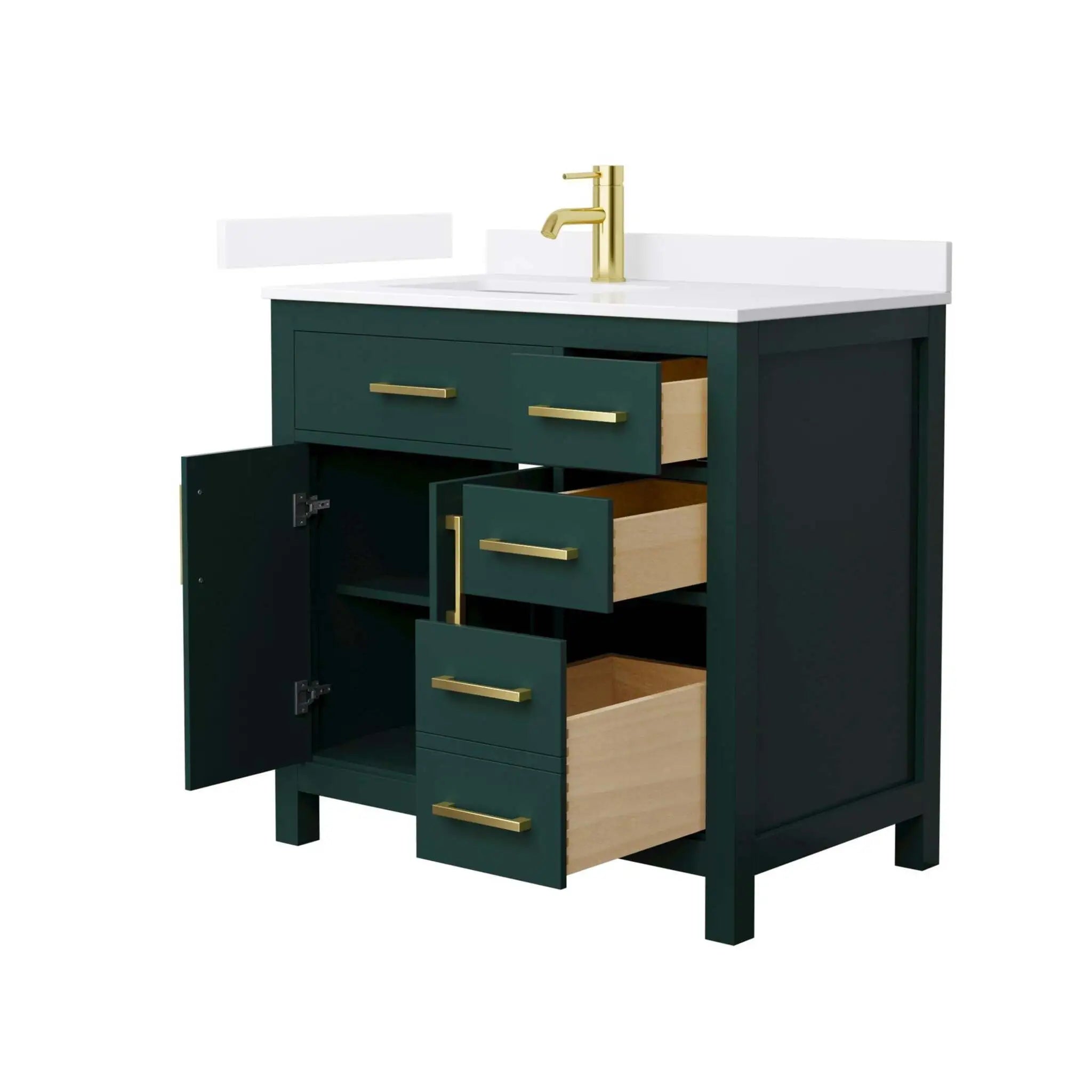 36" Beckett Single Bathroom Vanity in Green with Brushed Gold Trim by Wyndham