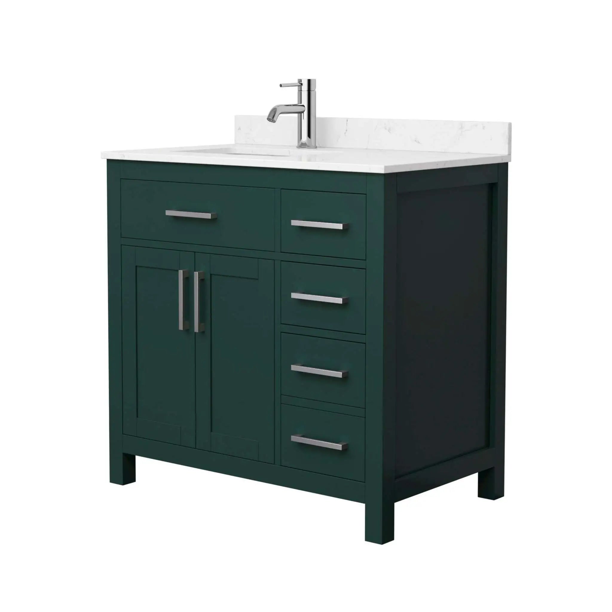 36" Beckett Single Bathroom Vanity in Green with Brushed Nickel Trim by Wyndham