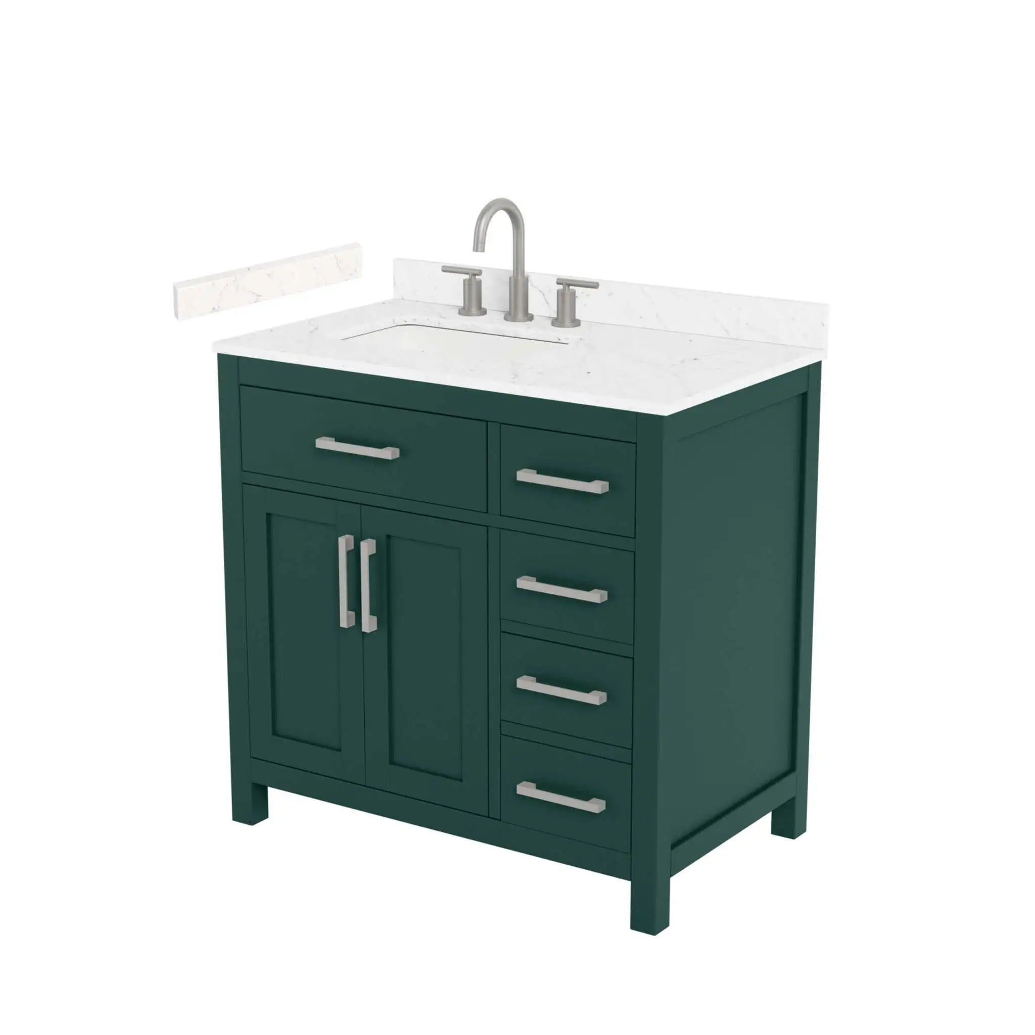 36" Beckett Single Bathroom Vanity in Green with Brushed Nickel Trim by Wyndham