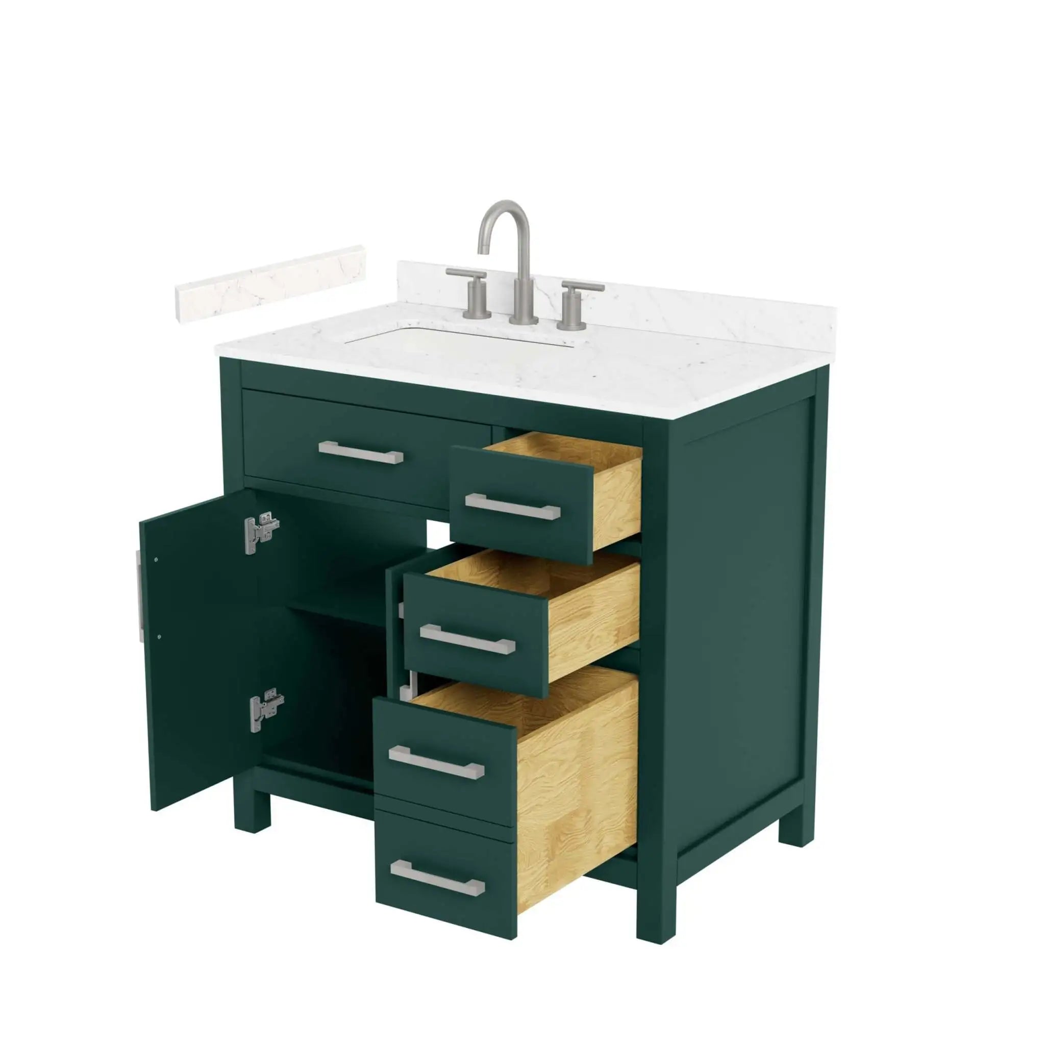 36" Beckett Single Bathroom Vanity in Green with Brushed Nickel Trim by Wyndham