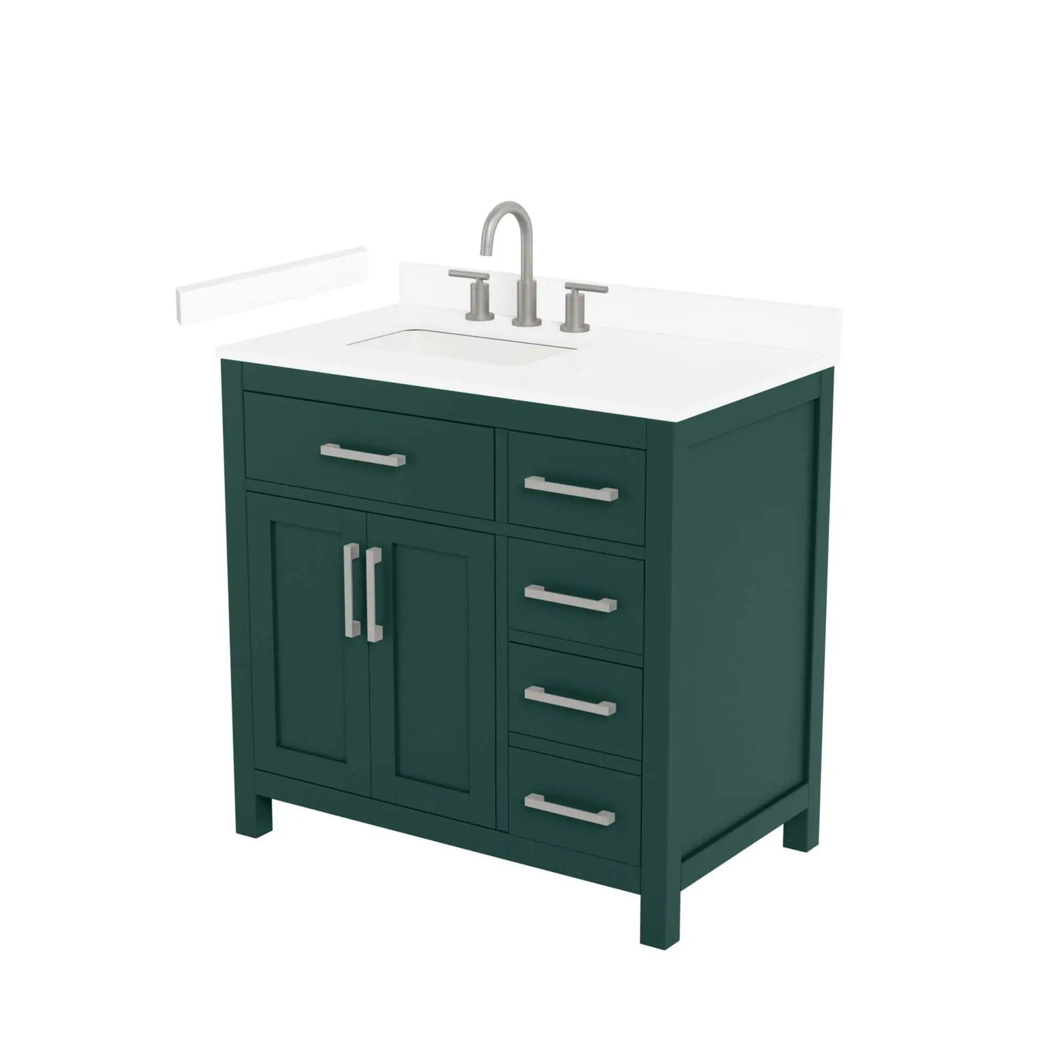 36" Beckett Single Bathroom Vanity in Green with Brushed Nickel Trim by Wyndham