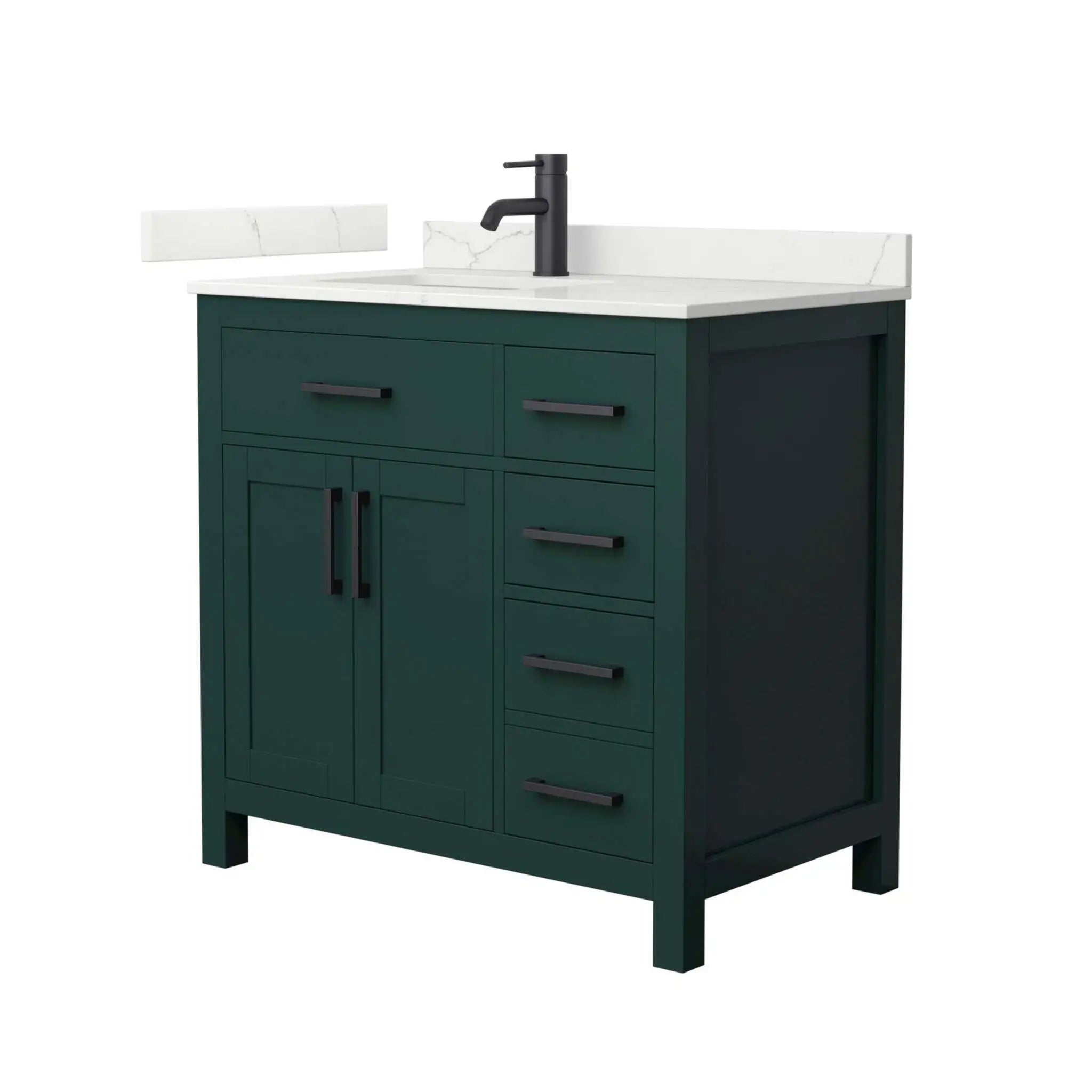 36" Beckett Single Bathroom Vanity in Green with Matte Black Trim by Wyndham