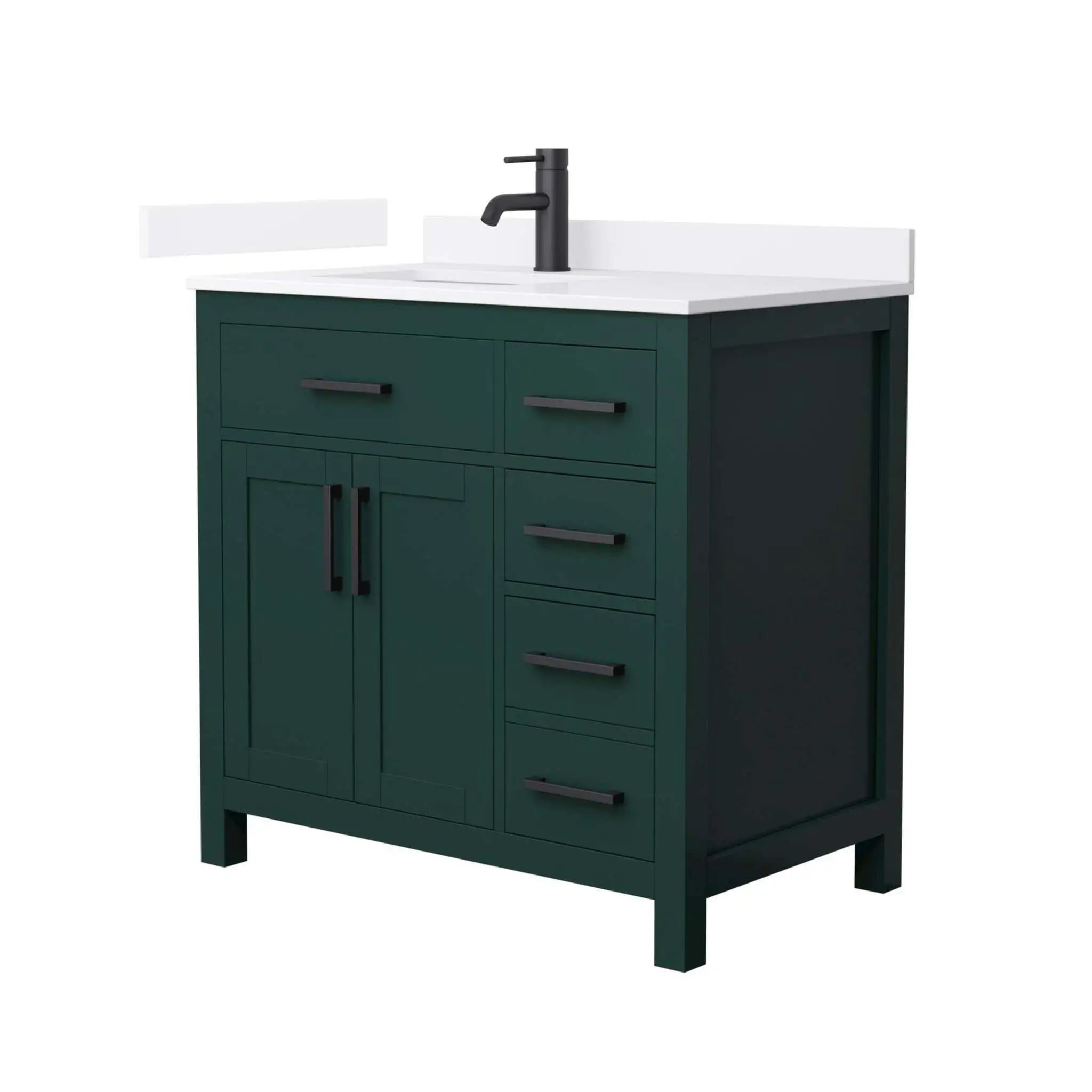 36" Beckett Single Bathroom Vanity in Green with Matte Black Trim by Wyndham