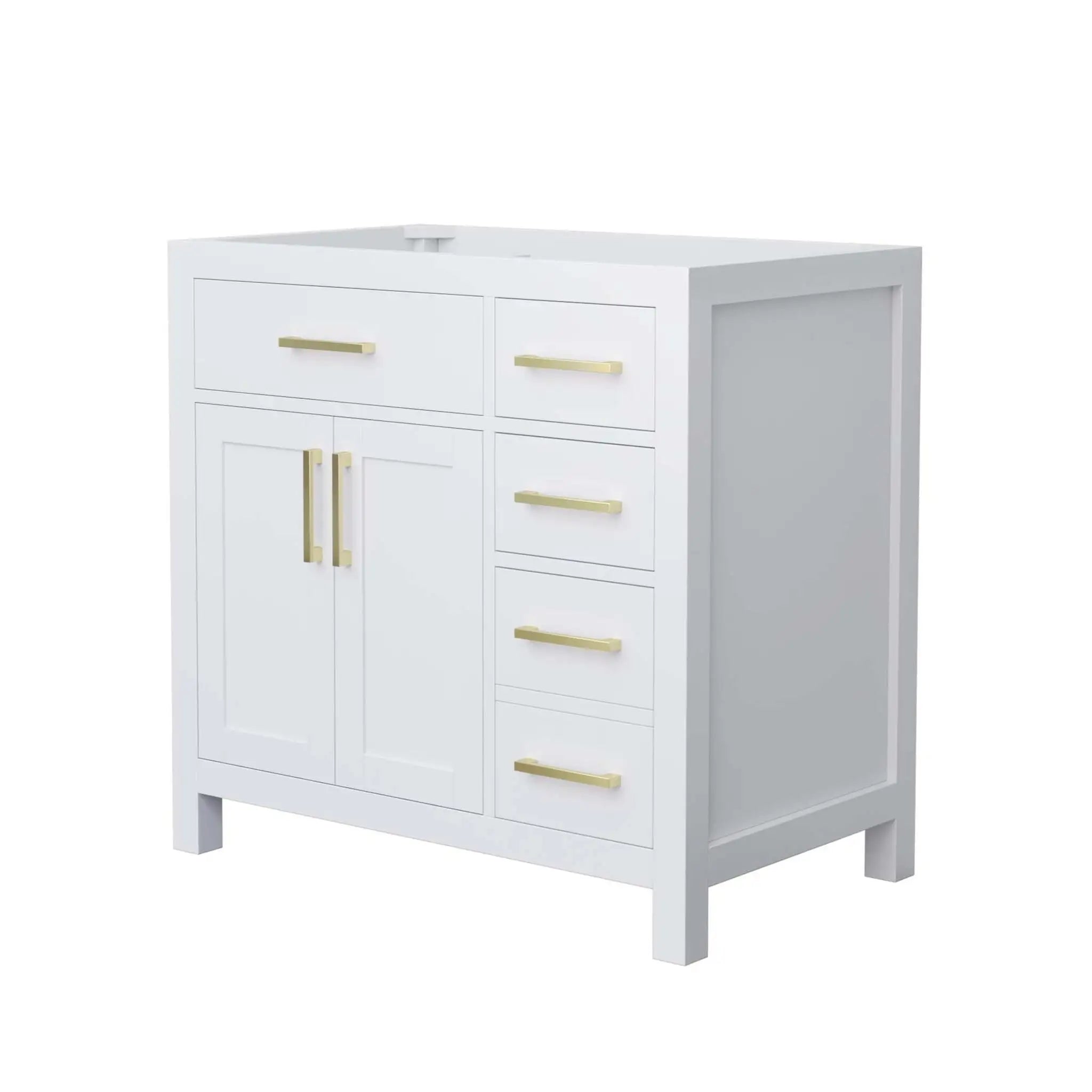 36" Beckett Single Bathroom Vanity in White with Brushed Gold Trim by Wyndham